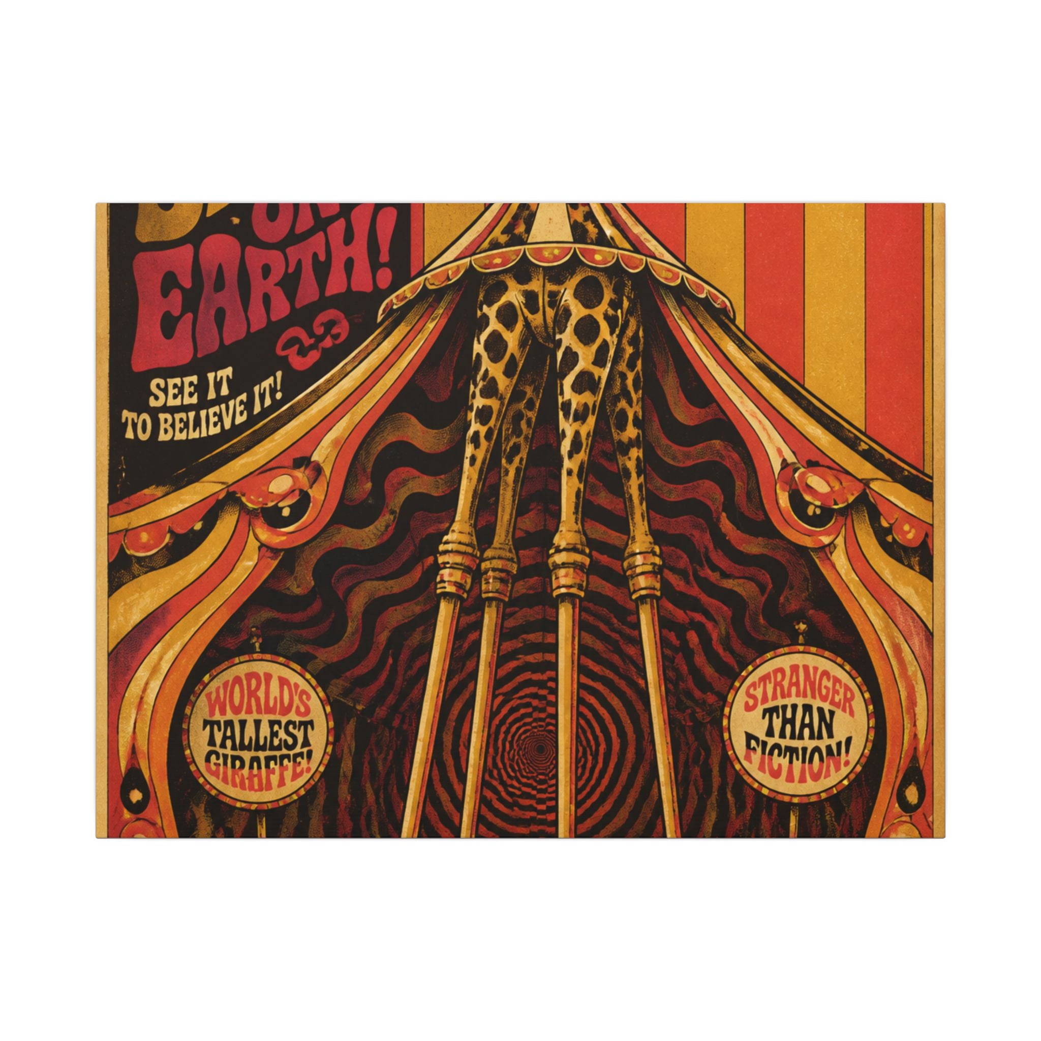 Giraffe on Stilts Wall Art Canvas 16×20 Psychedelic Cafe Decor Maximalist Print