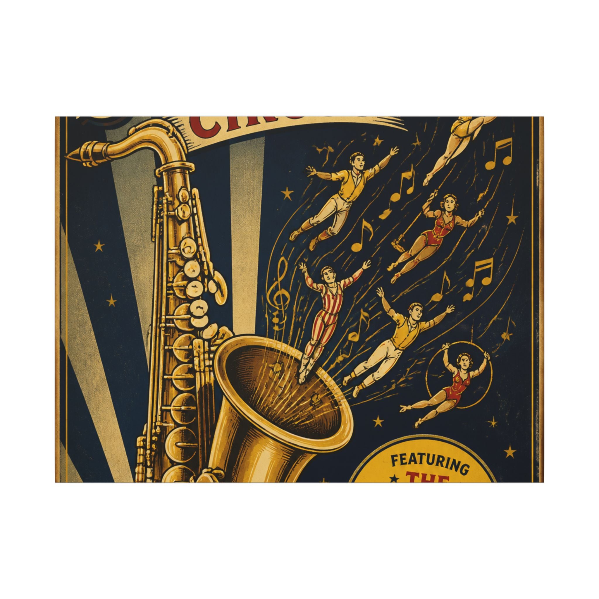 Saxophone Music Circus Wall Art Canvas 16×20 Vintage Circus Kitchen Decor Maximalist Print