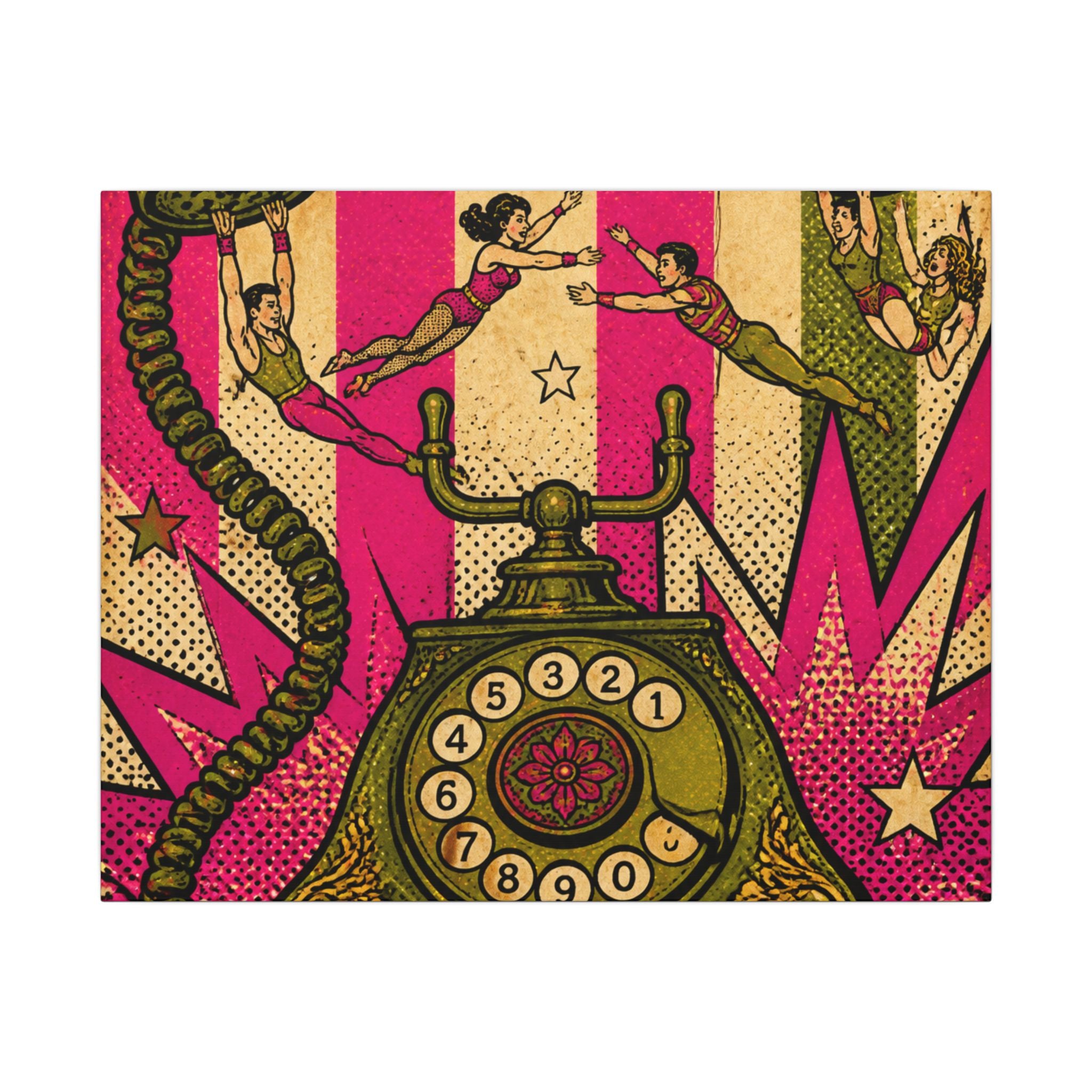 Vintage Telephone Booth Wall Art Canvas 24×36 Pop Art Restaurant Decor Maximalist Print