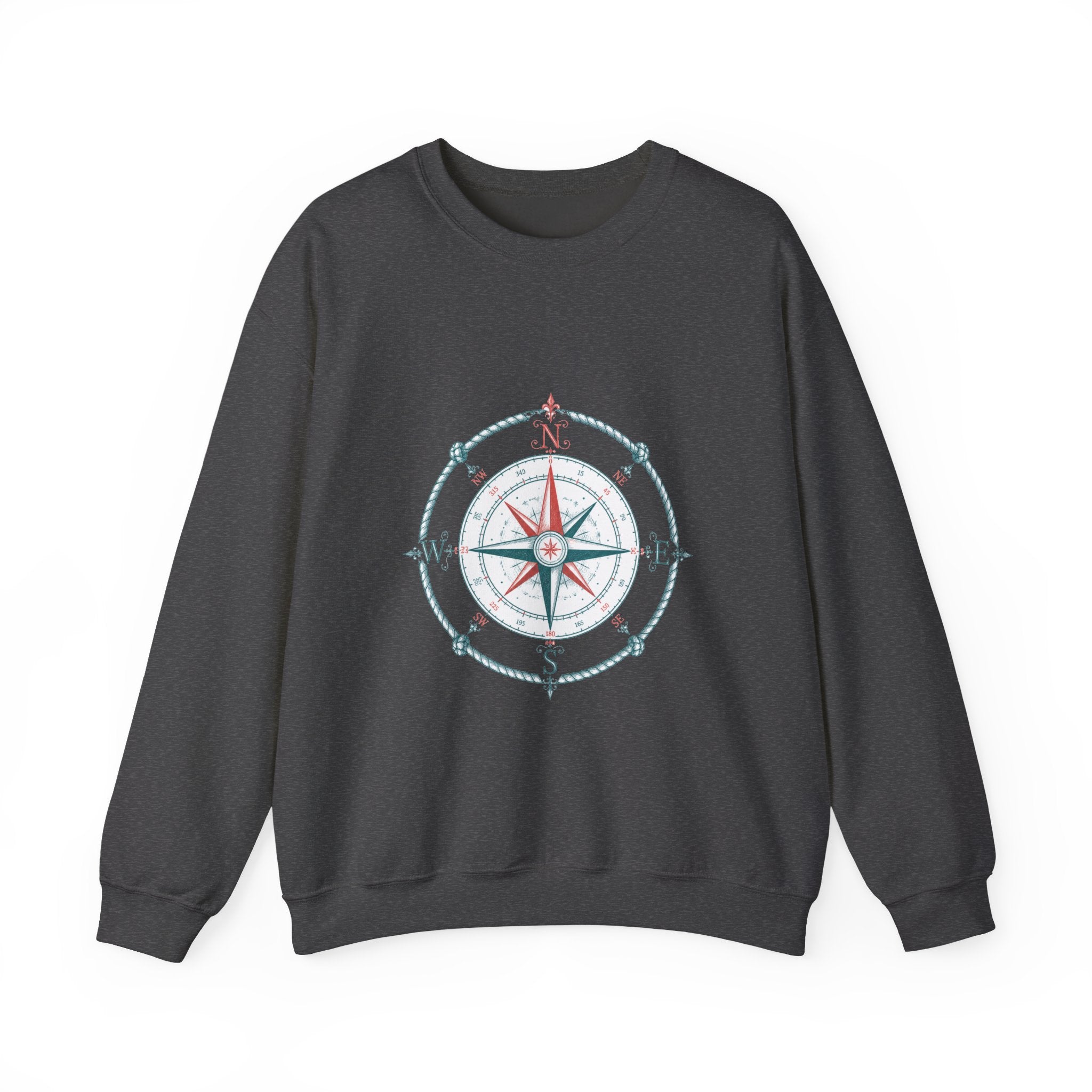 Matching Couple Sweatshirt - Compass North & South Matching Couple Premium Fleece Sweatshirt Hand-Drawn Art His Hers Anniversary Gift - Design A