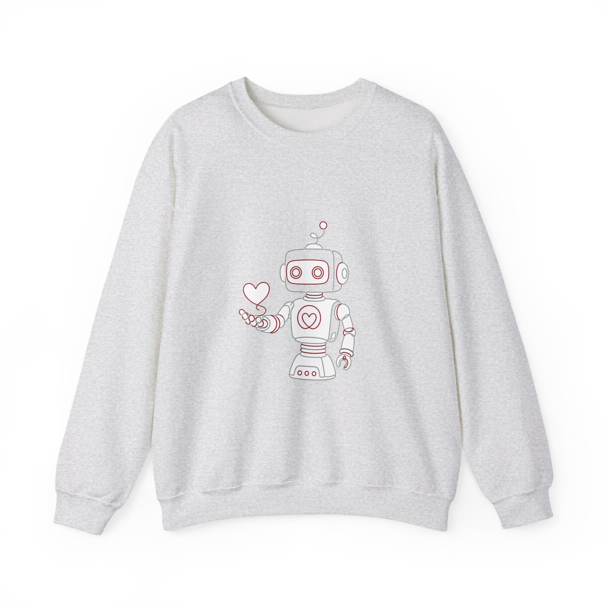 Matching Couple Sweatshirt - Robot & Heart Matching Couple Premium Fleece Sweatshirt Minimalist Art His Hers Christmas Gift - Design A