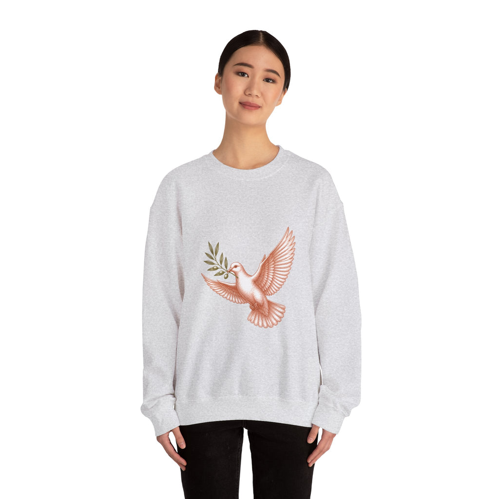 Matching Couple Sweatshirt - Wolf & Dove Matching Couple Crewneck Sweatshirt Vintage Art His Hers Wedding Gift - Design B
