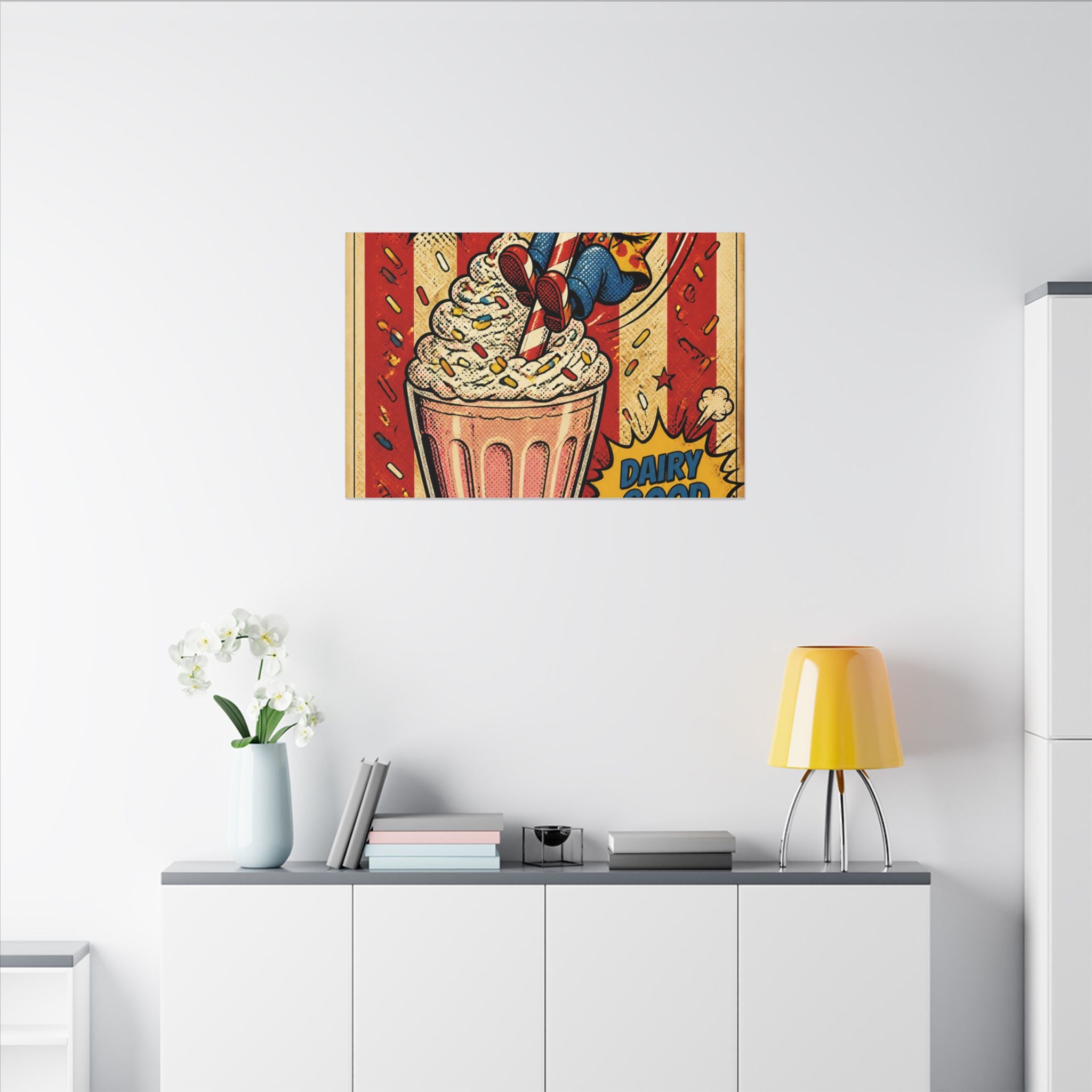 Milkshake Slide Clown Wall Art Canvas 24×36 Pop Art Restaurant Decor Maximalist Print