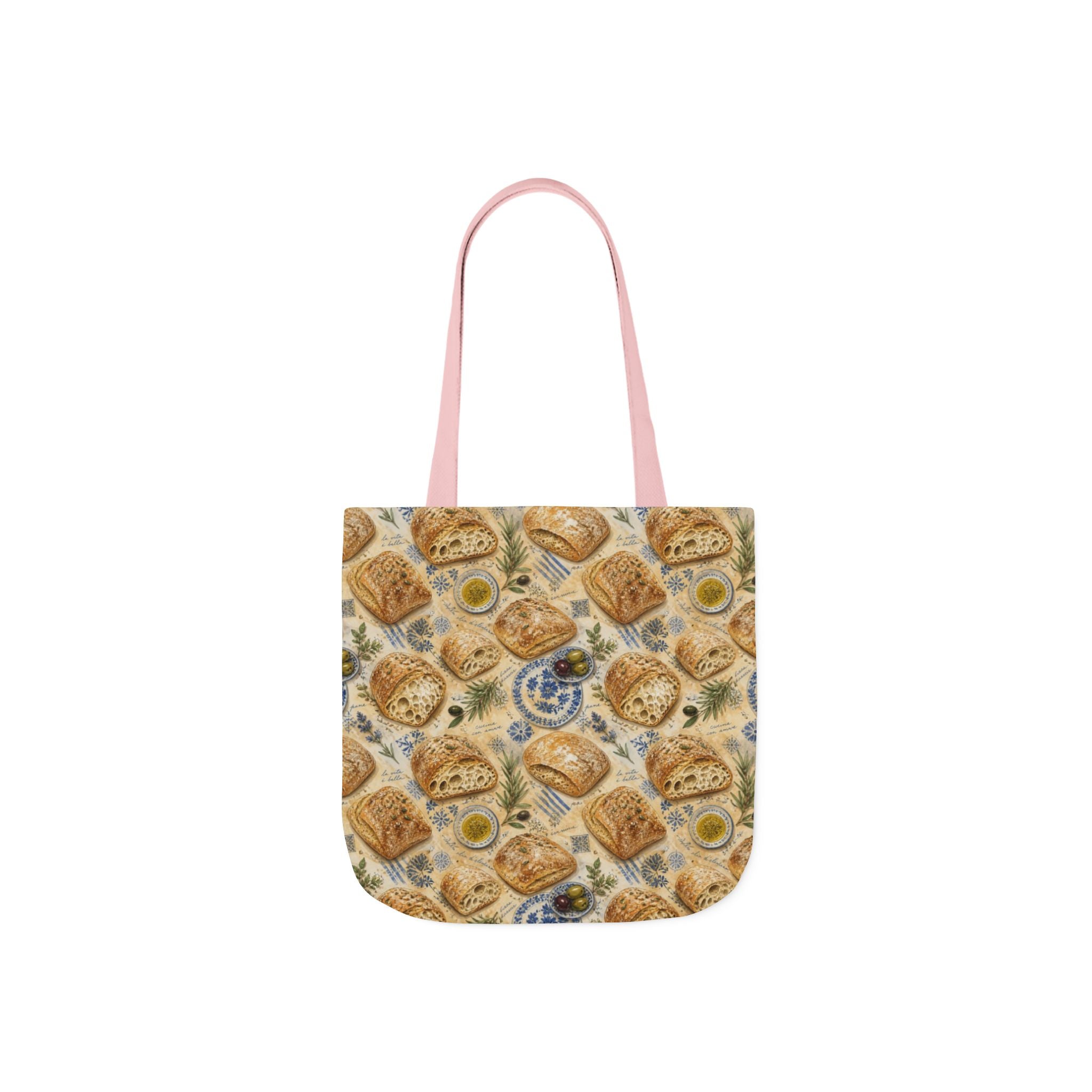 Ciabatta Rolls Canvas Tote Bag Mediterranean Kitchen Watercolor Design Italian Cottagecore Gift
