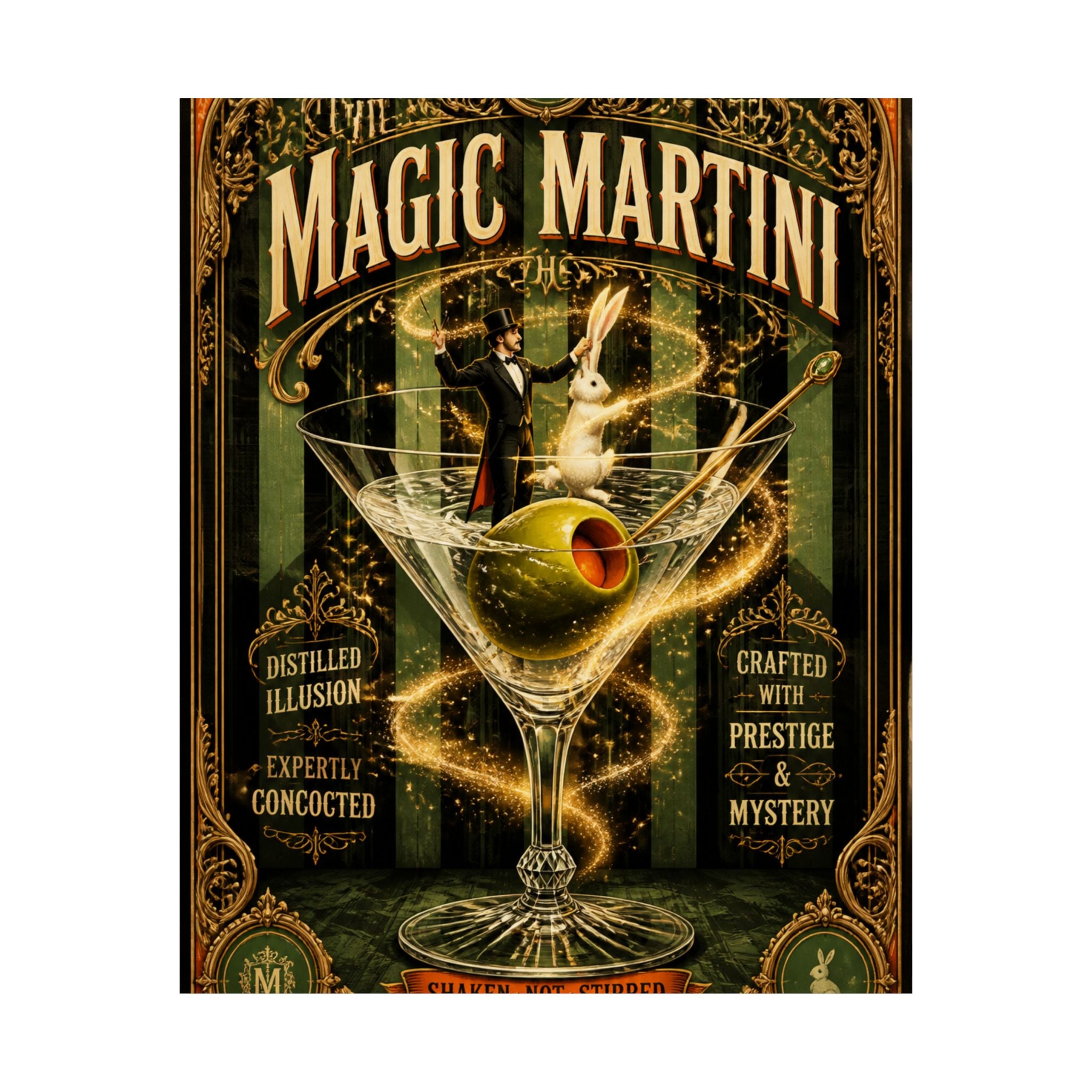 Martini Magician Wall Art Poster 24×36 Baroque Studio Decor Maximalist Print