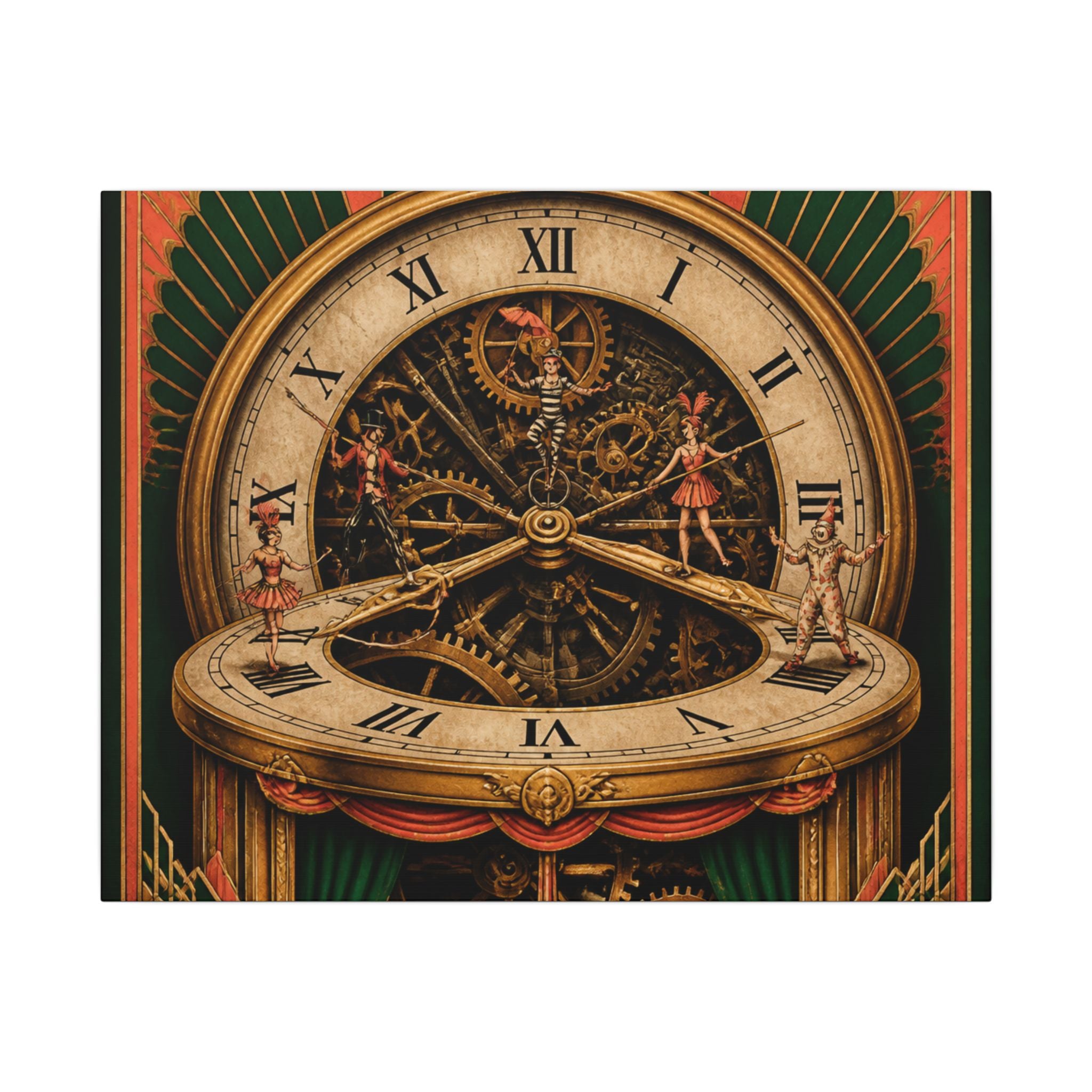 Pocket Watch Performers Wall Art Canvas 24×36 Art Deco Bar Area Decor Maximalist Print