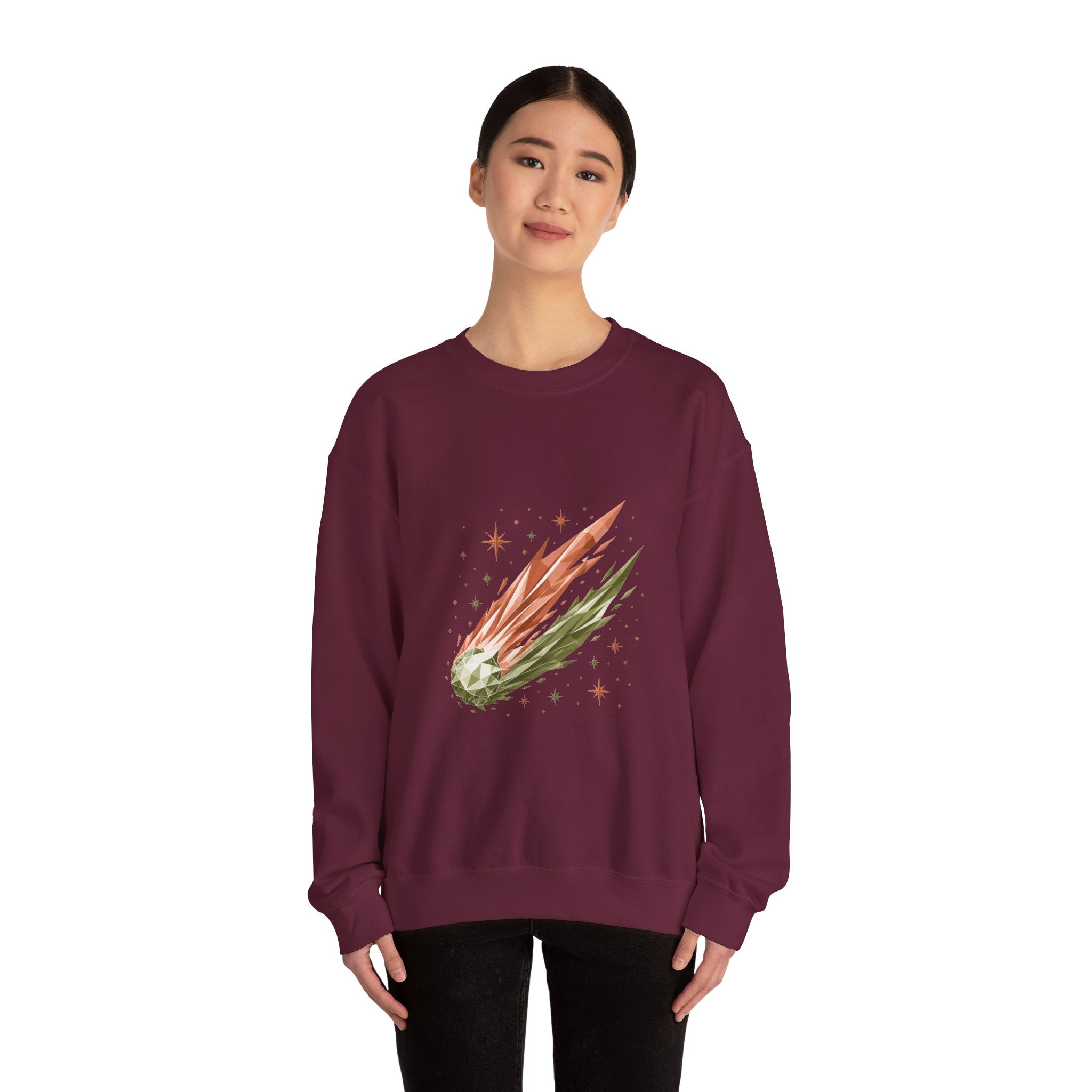 Matching Couple Sweatshirt - Comet & Asteroid Matching Couple Crewneck Sweatshirt Geometric Art His Hers Couple Gift - Design A