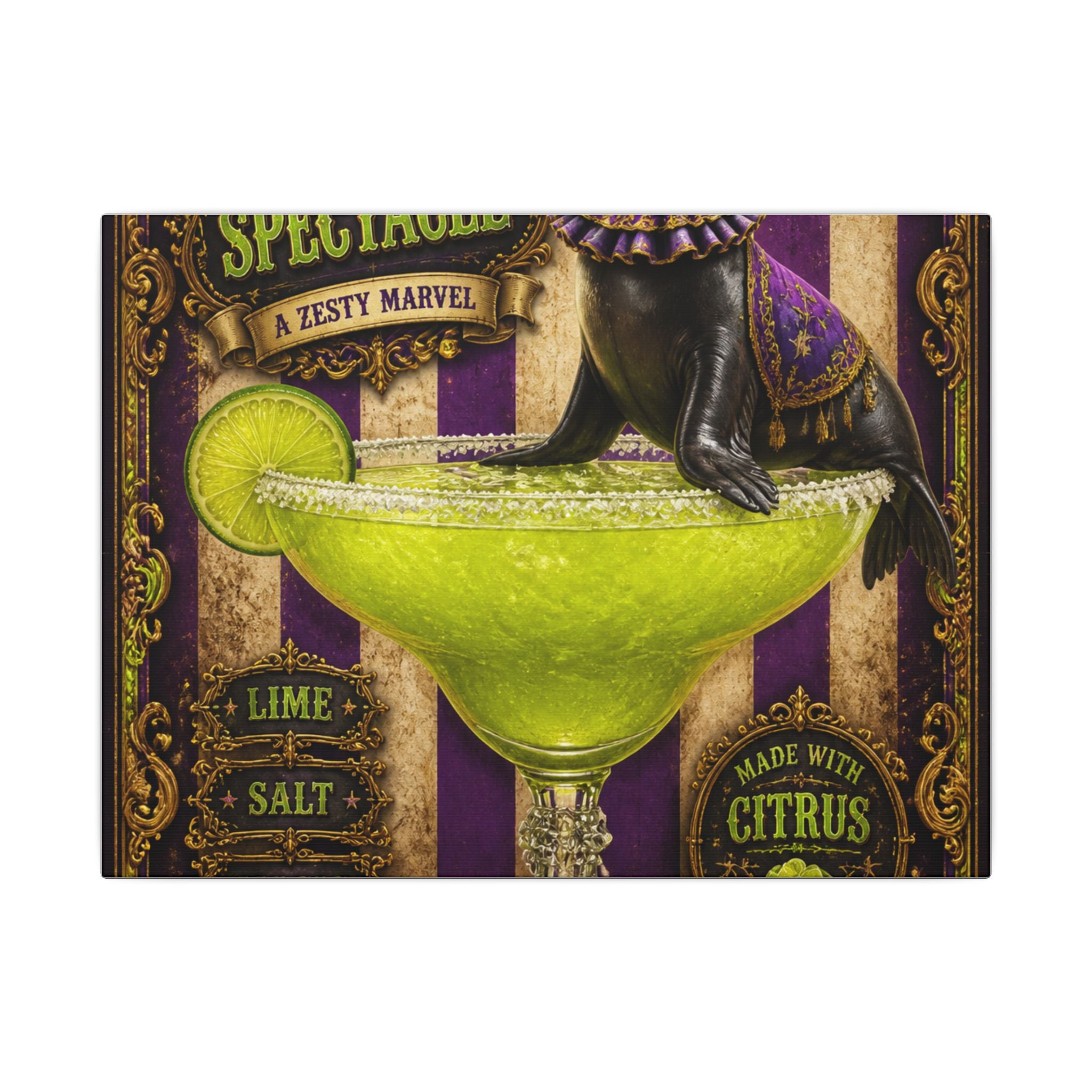 Margarita Balancing Seal Wall Art Canvas 16×20 Baroque Home Office Decor Maximalist Print