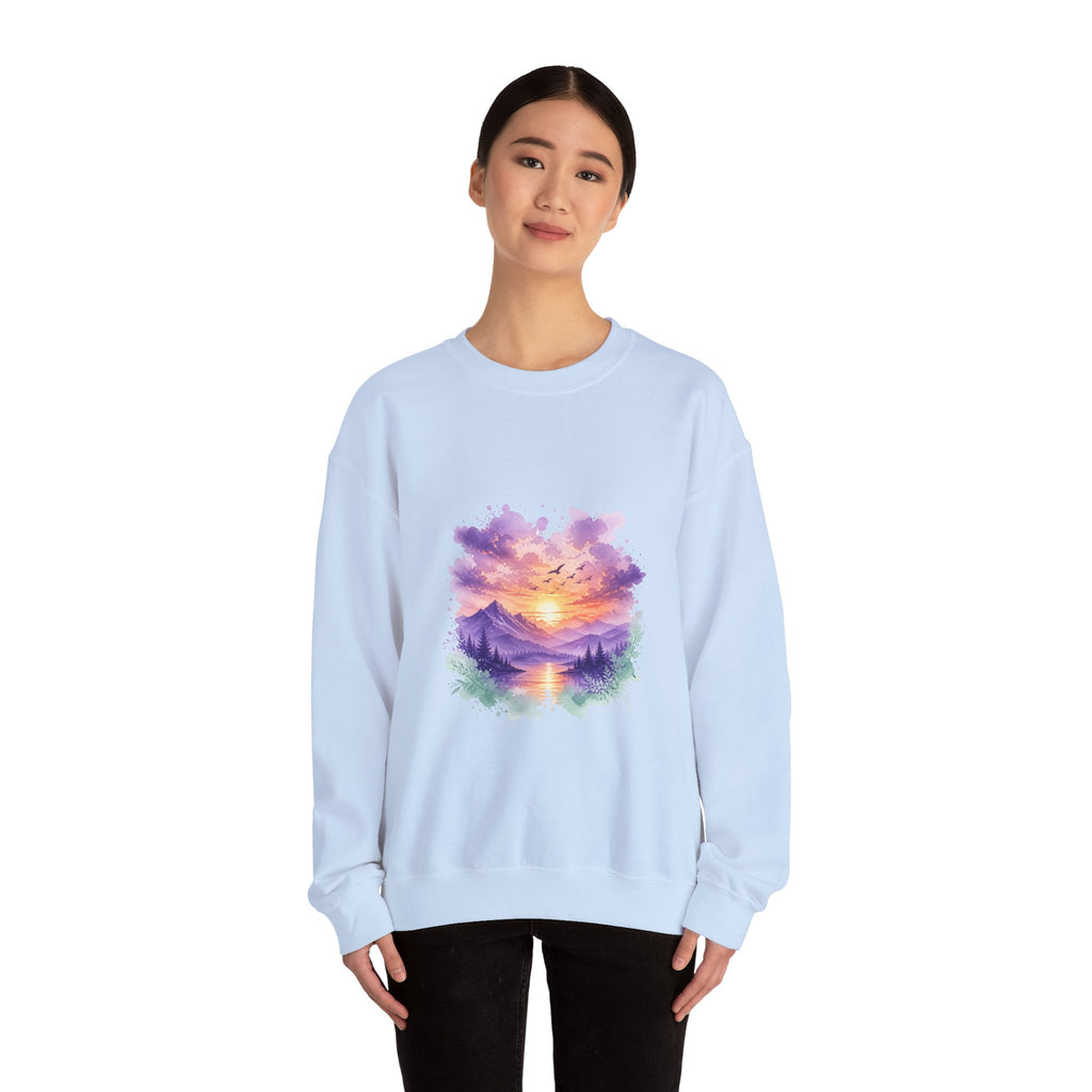 Matching Couple Sweatshirt - Sunrise & Sunset Matching Couple Comfort Colors Crew Watercolor Art His Hers Birthday Gift - Design B