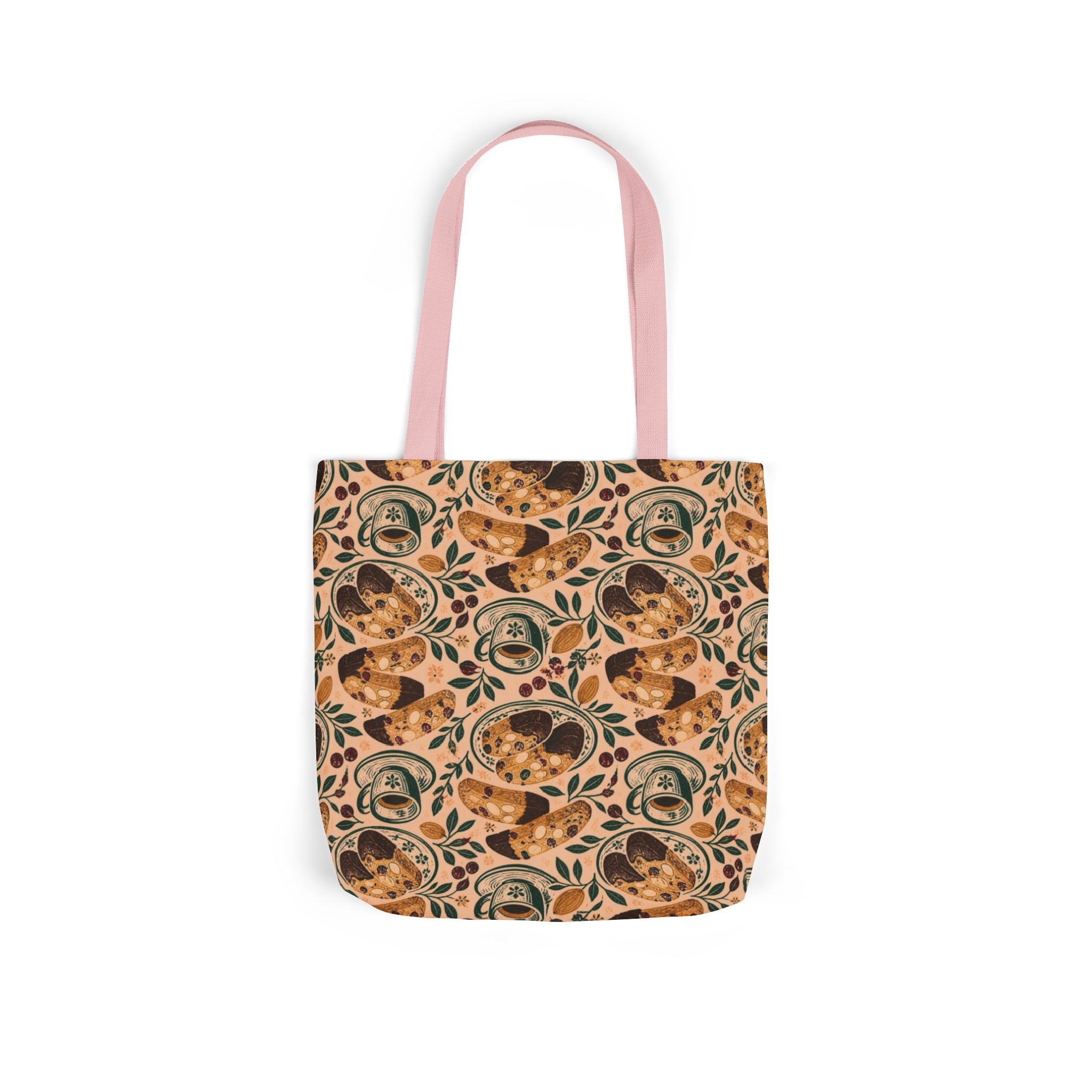 Almond Biscotti Canvas Tote Bag Mediterranean Kitchen Linocut Design Italian Cottagecore Gift