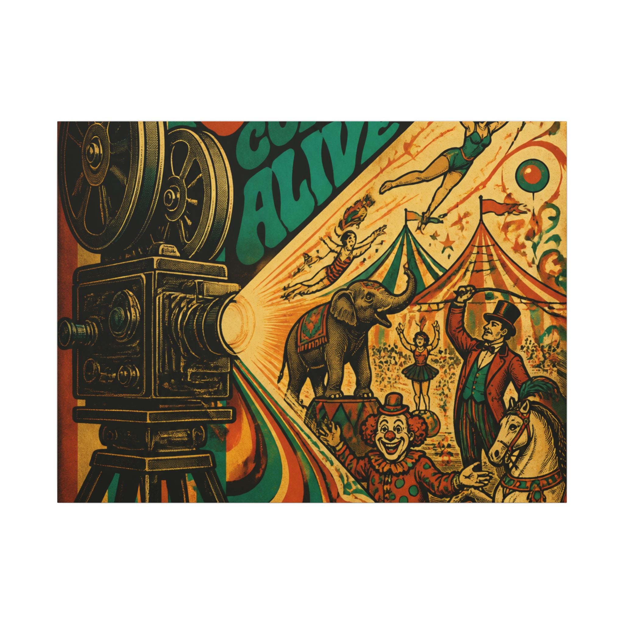 Film Camera Projector Show Wall Art Canvas 16×20 Psychedelic Cafe Decor Maximalist Print