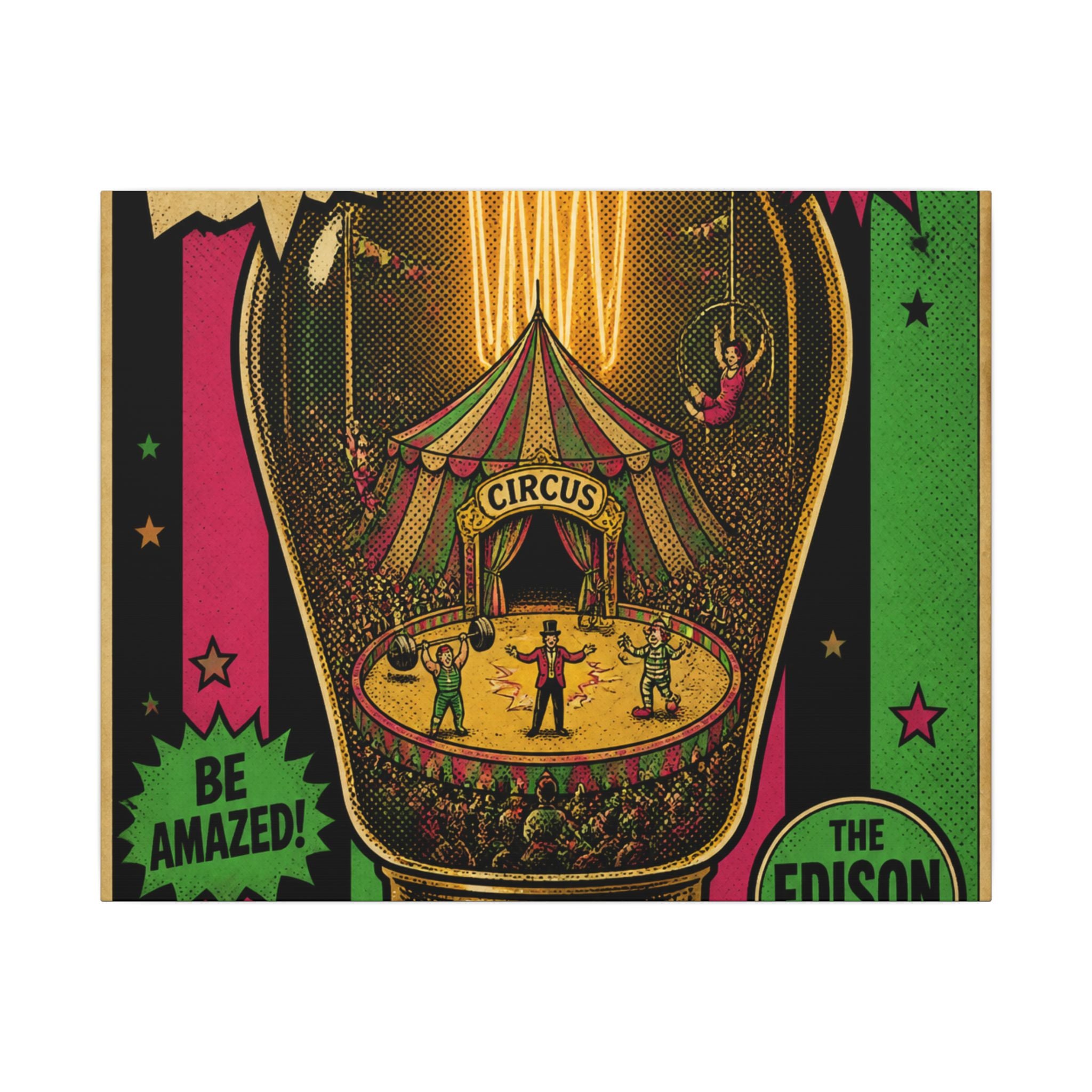 Light Bulb Circus Wall Art Canvas 24×36 Pop Art Restaurant Decor Maximalist Print