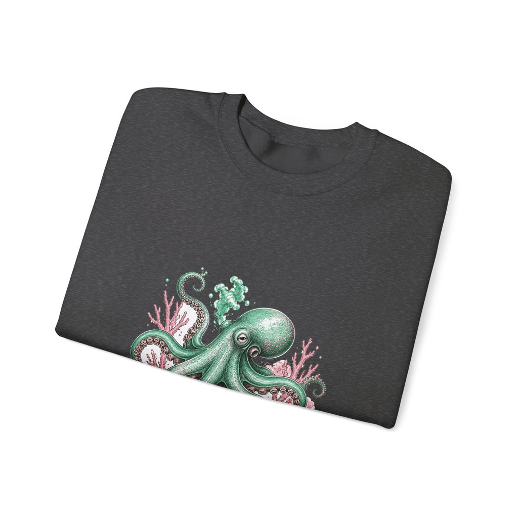 Matching Couple Sweatshirt - Octopus & Jellyfish Matching Couple Premium Fleece Sweatshirt Hand-Drawn Art His Hers Anniversary Gift - Design A