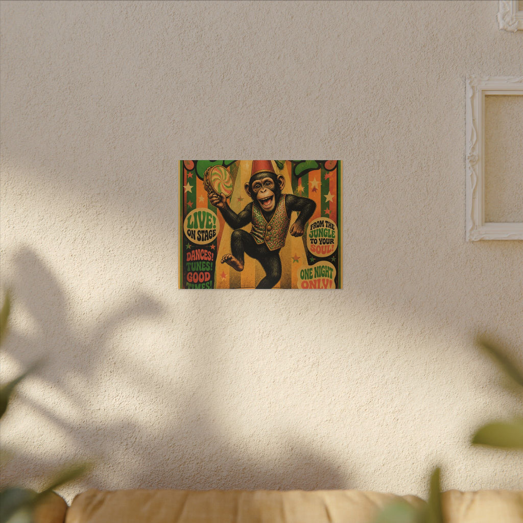 Dancing Monkey Wall Art Canvas 16×20 Psychedelic Cafe Decor Maximalist Print