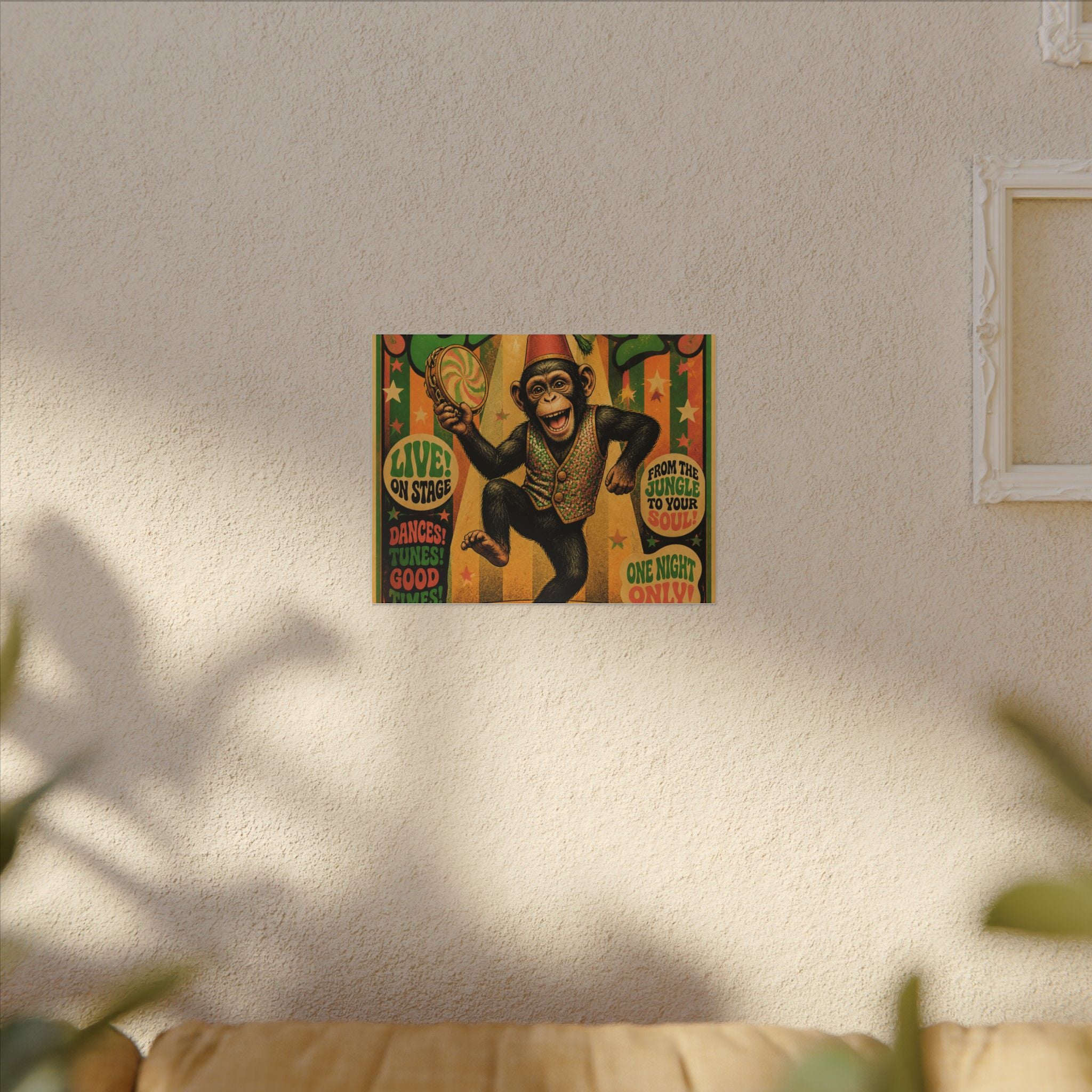 Dancing Monkey Wall Art Canvas 16×20 Psychedelic Cafe Decor Maximalist Print