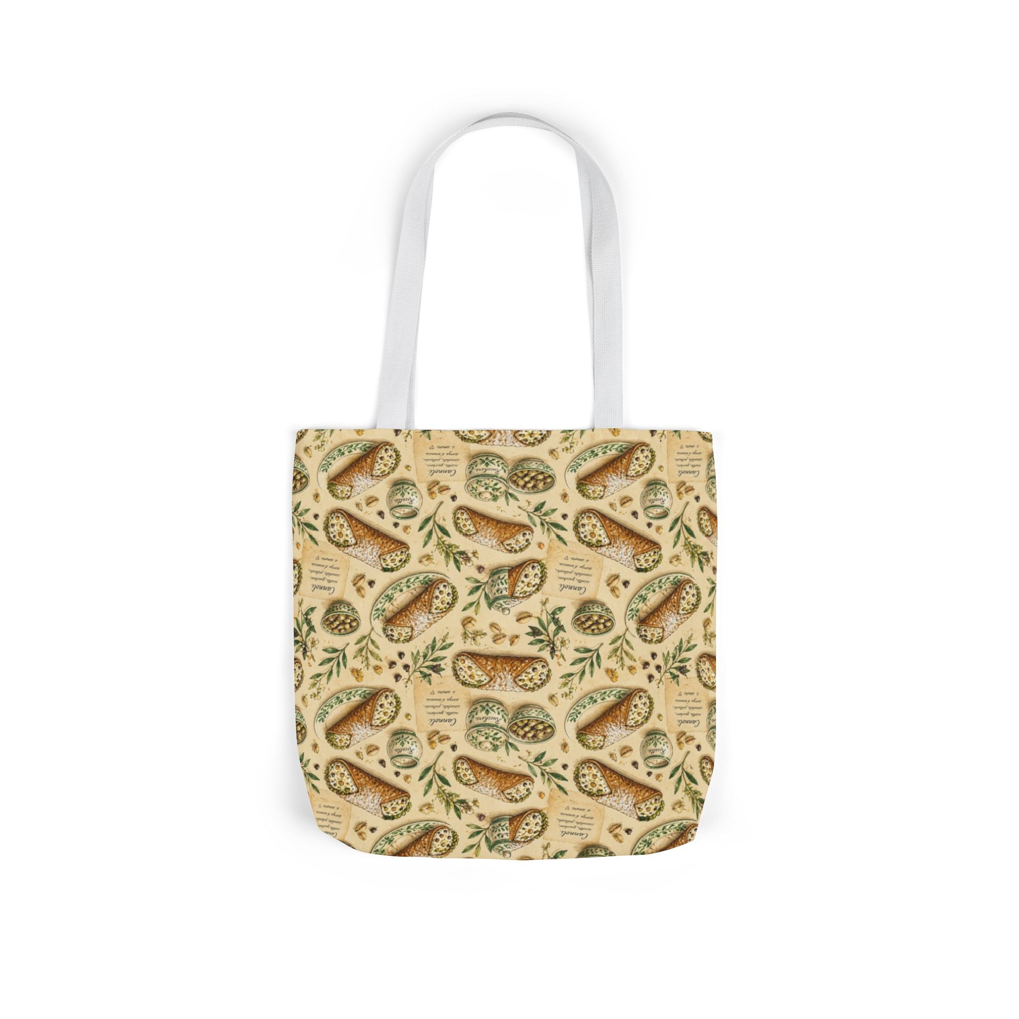 Sicilian Cannoli Canvas Tote Bag Mediterranean Kitchen Watercolor Design Italian Cottagecore Gift