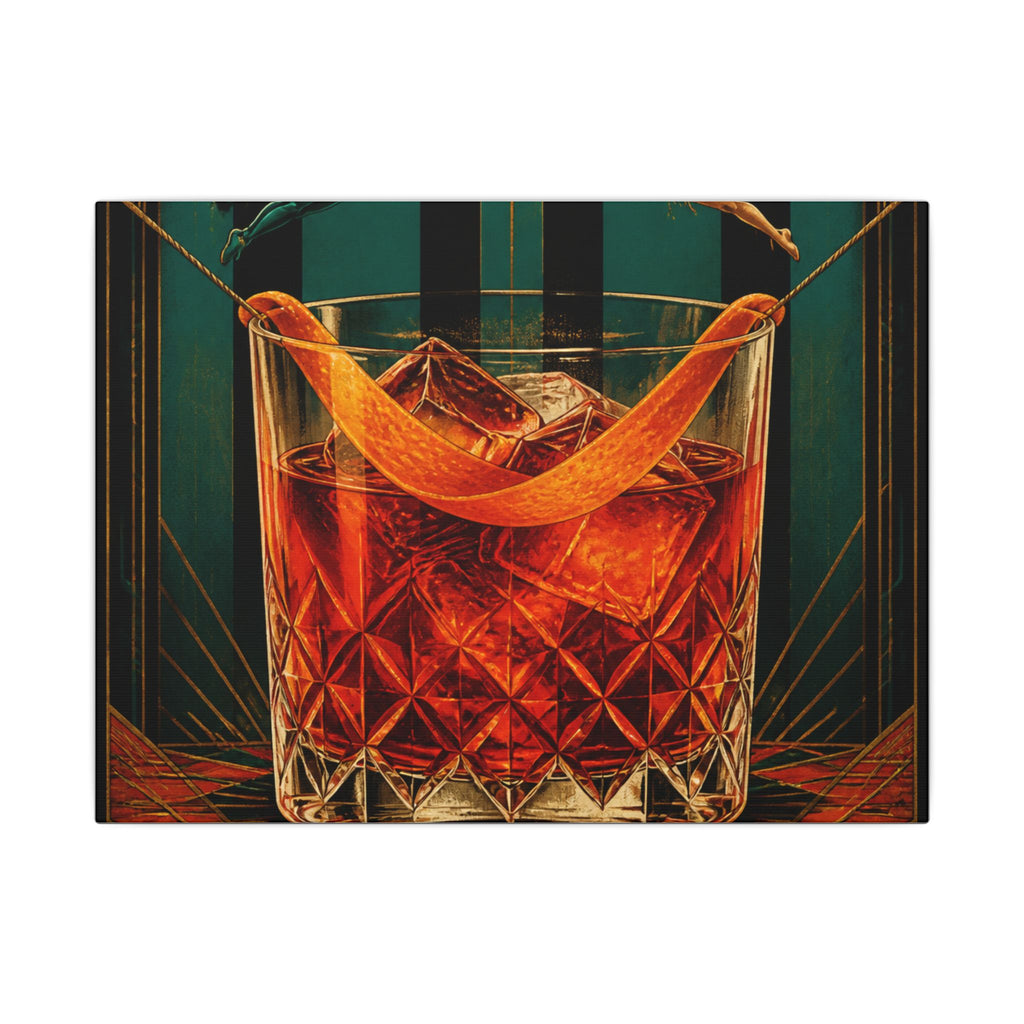Negroni Trapeze Act Wall Art Canvas 24×36 Art Deco Bar Area Decor Maximalist Print