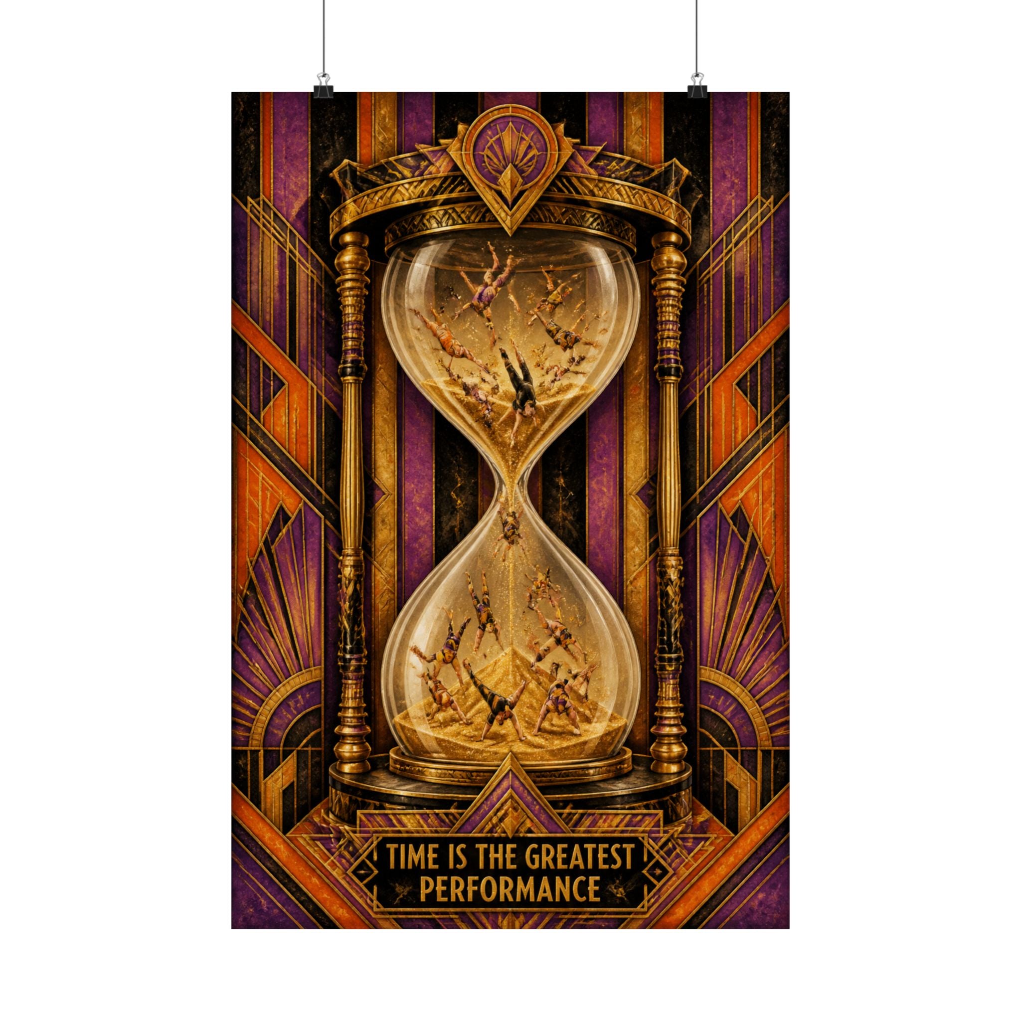 Hourglass Acrobats Wall Art Poster 18×24 Art Deco Entryway Decor Maximalist Print