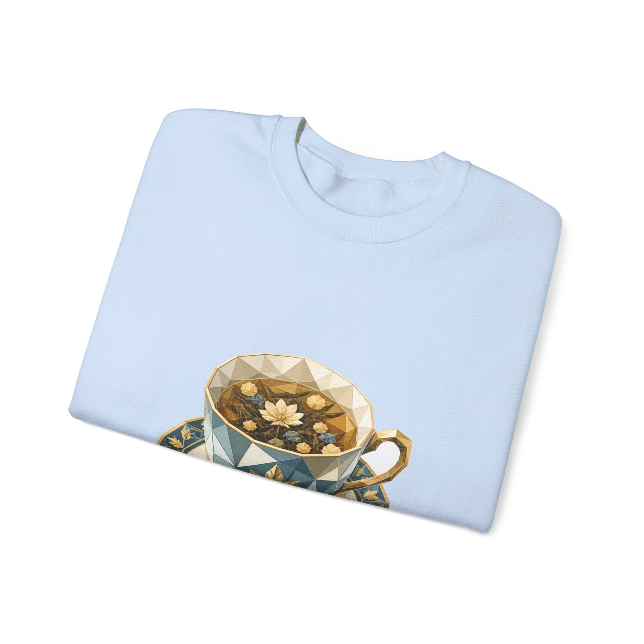 Matching Couple Sweatshirt - Coffee & Tea Matching Couple Premium Fleece Sweatshirt Geometric Art His Hers Love Gift - Design B