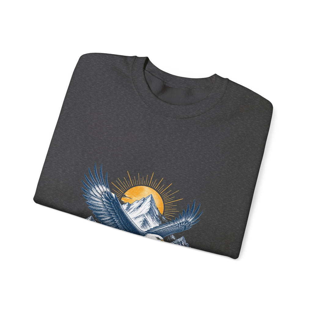Matching Couple Sweatshirt - Eagle & Whale Matching Couple Premium Fleece Sweatshirt Hand-Drawn Art His Hers Anniversary Gift - Design A