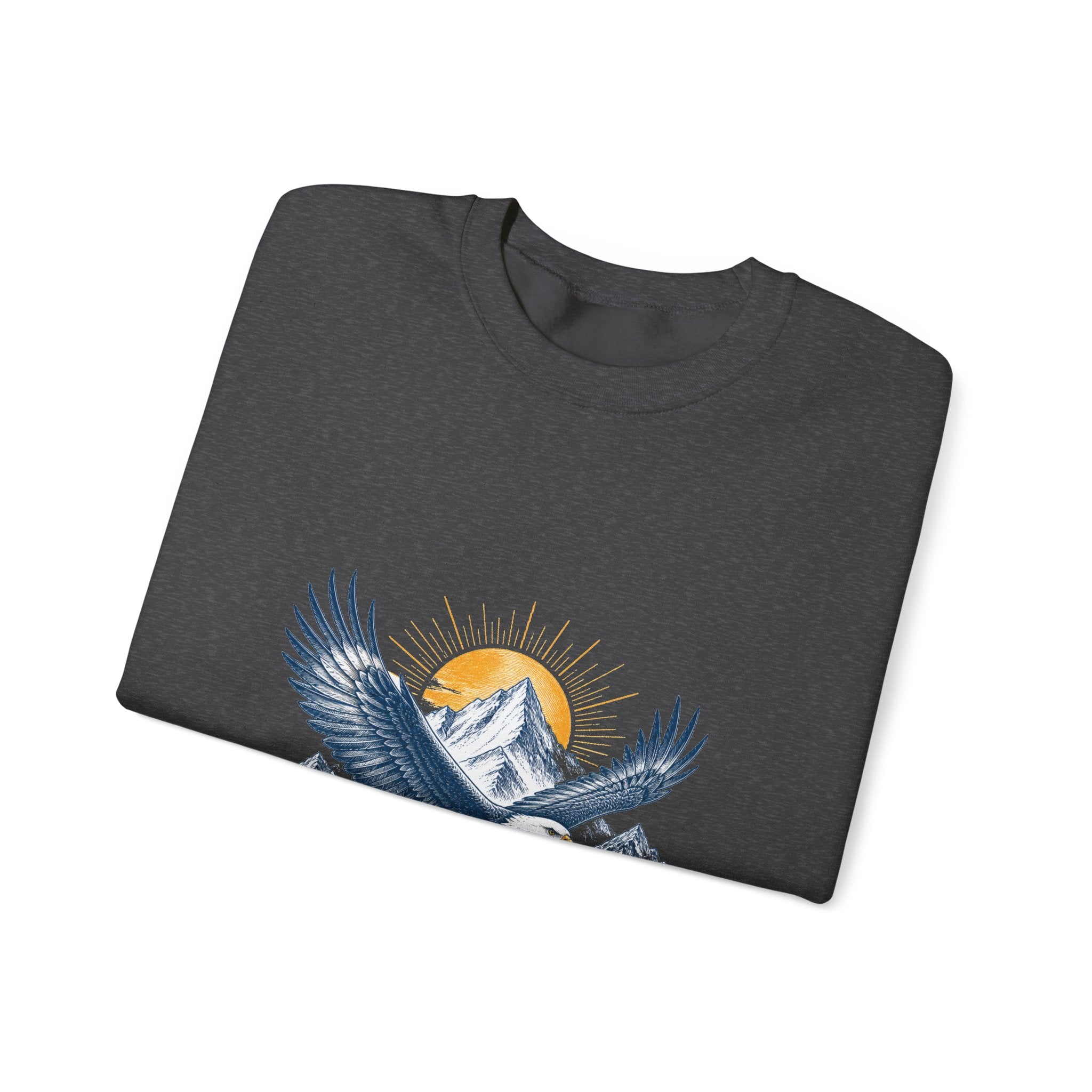 Matching Couple Sweatshirt - Eagle & Whale Matching Couple Premium Fleece Sweatshirt Hand-Drawn Art His Hers Anniversary Gift - Design A