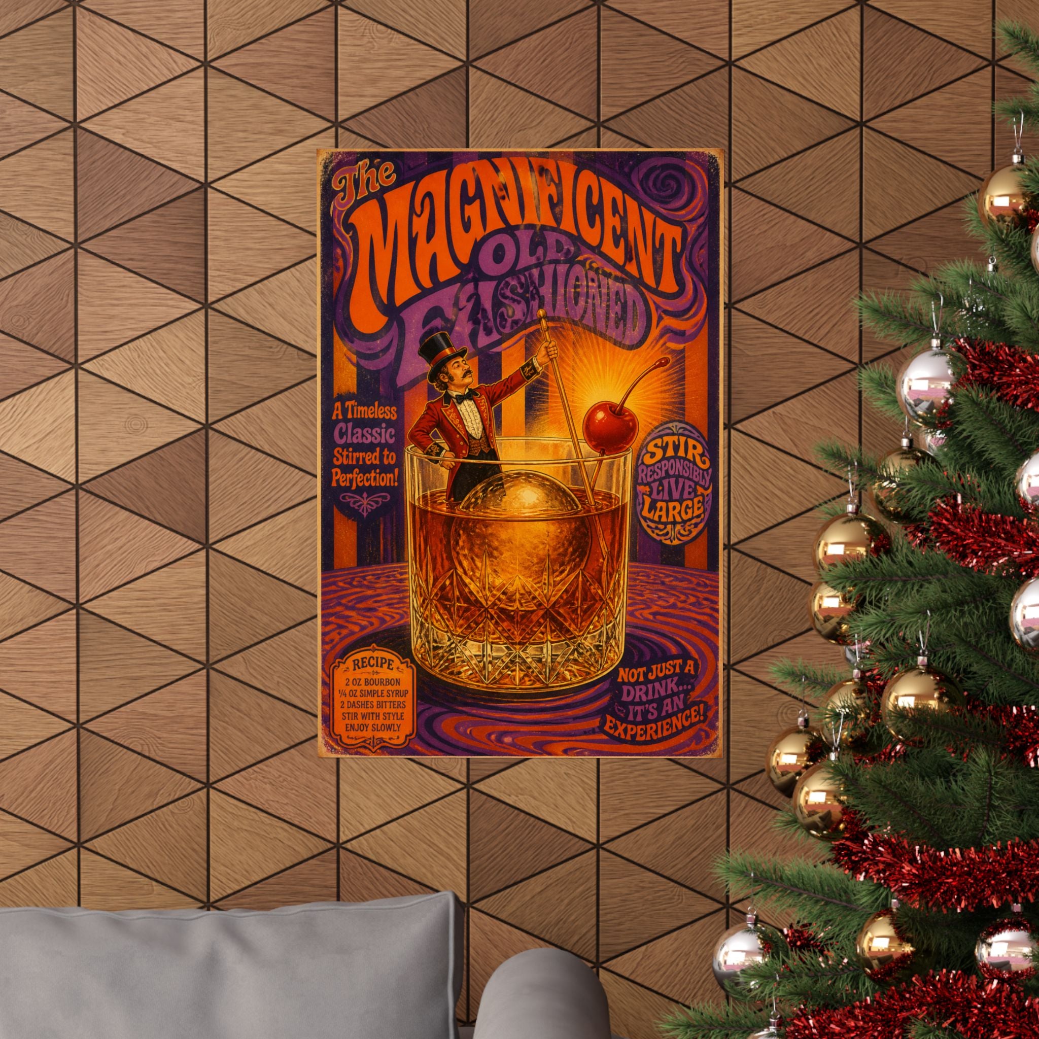 Old Fashioned Ringmaster Wall Art Poster 18×24 Psychedelic Cafe Decor Maximalist Print