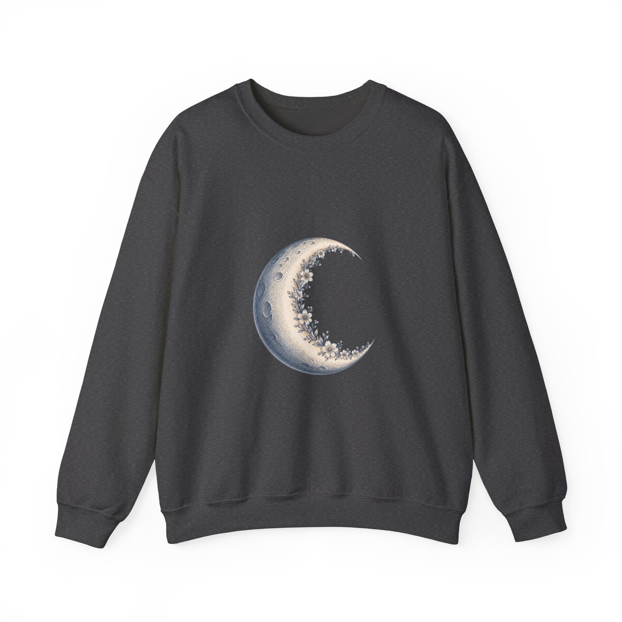 Matching Couple Sweatshirt - Waxing & Waning Moon Matching Couple Premium Fleece Sweatshirt Hand-Drawn Art His Hers Anniversary Gift - Design A