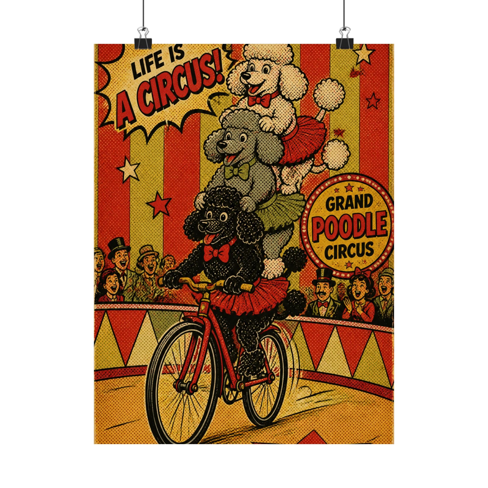 Poodle Stack Bicycle Wall Art Poster 24×36 Pop Art Restaurant Decor Maximalist Print