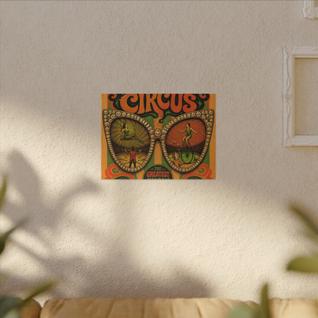 Sunglasses Circus Ring Wall Art Canvas 24×36 Psychedelic Dining Room Decor Maximalist Print