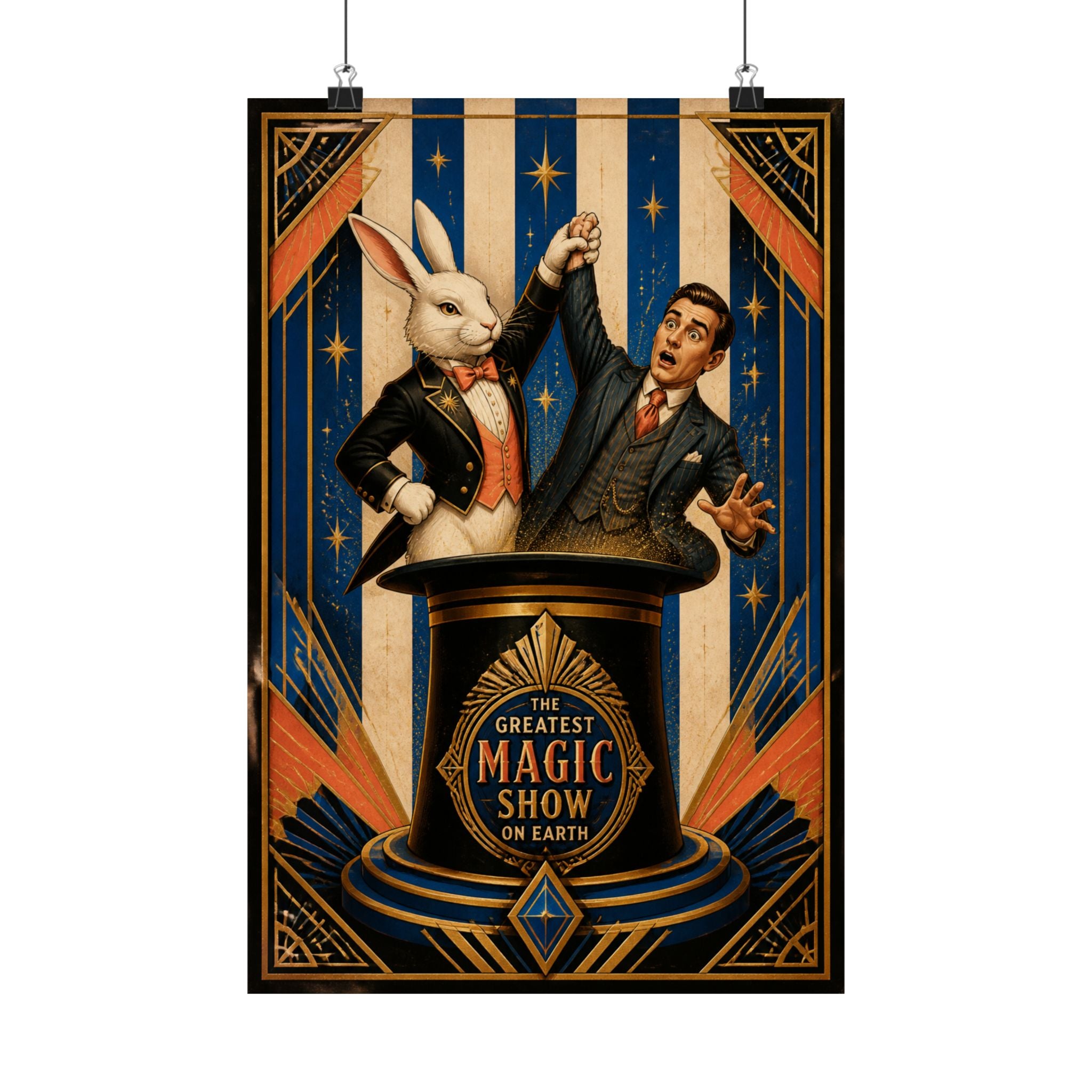 Magic Hat Rabbit Wall Art Poster 18×24 Art Deco Entryway Decor Maximalist Print