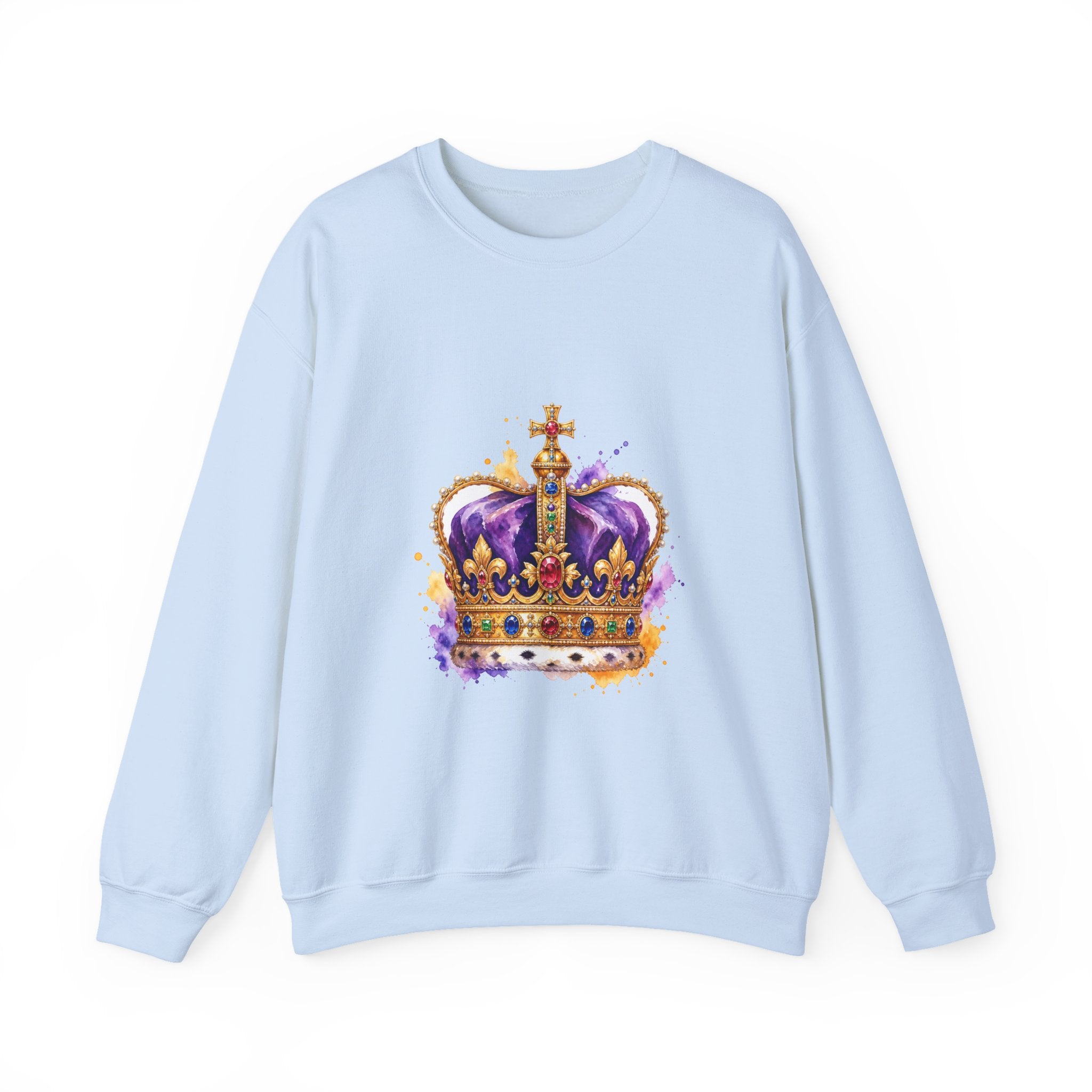 Matching Couple Sweatshirt - Crown & Shield Matching Couple Premium Fleece Sweatshirt Watercolor Art His Hers Birthday Gift - Design A