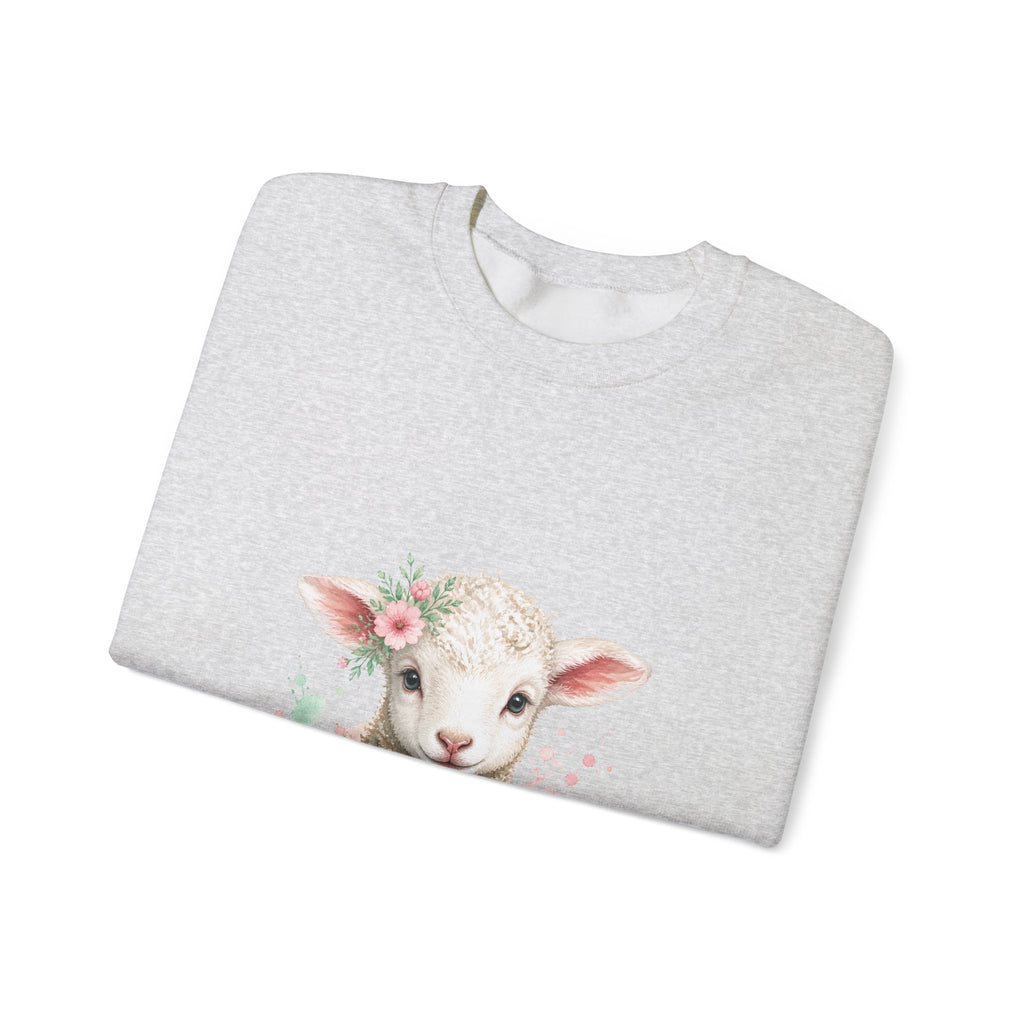 Matching Couple Sweatshirt - Lion & Lamb Matching Couple Premium Fleece Sweatshirt Watercolor Art His Hers Birthday Gift - Design B
