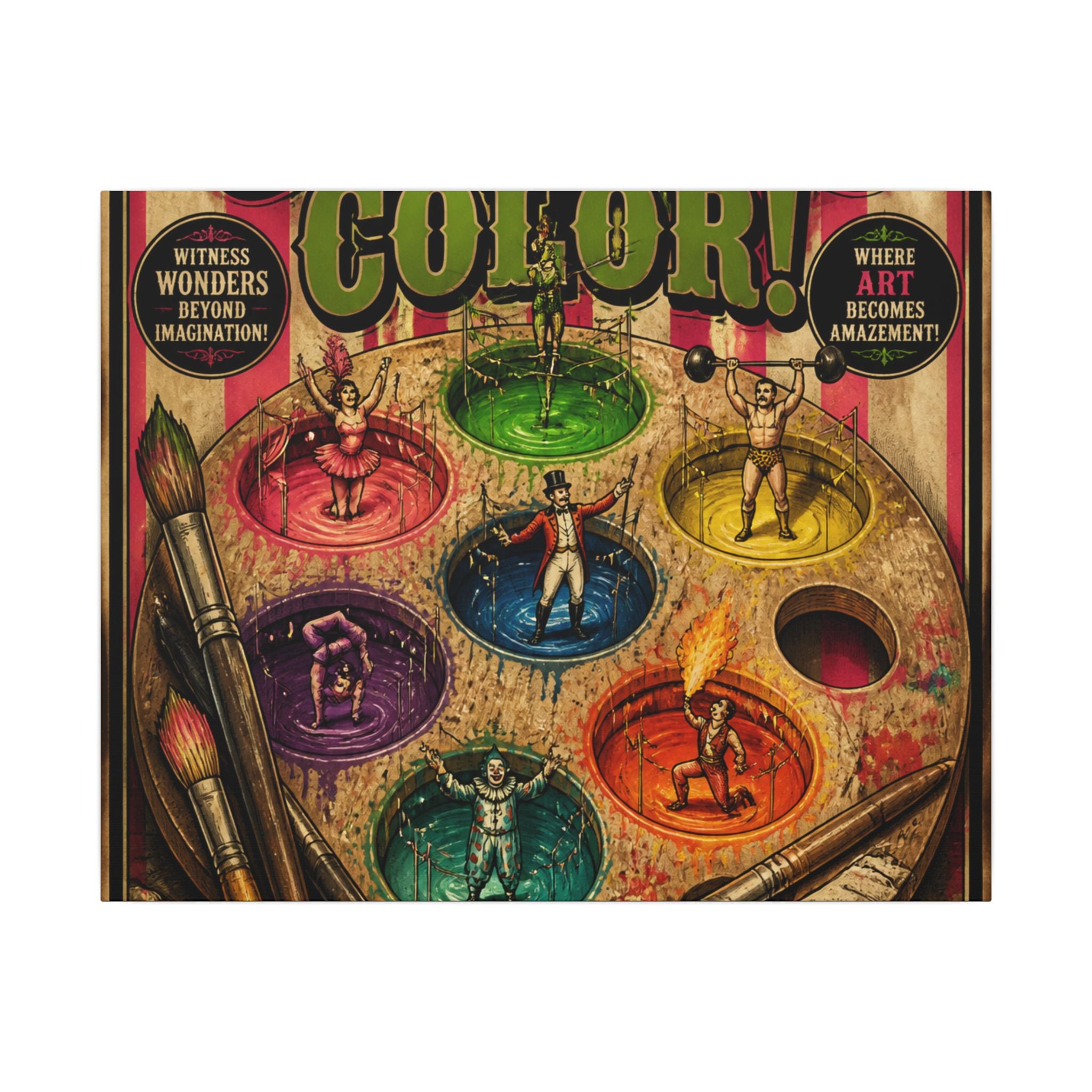 Paint Palette Stage Wall Art Canvas 16×20 Vintage Circus Kitchen Decor Maximalist Print