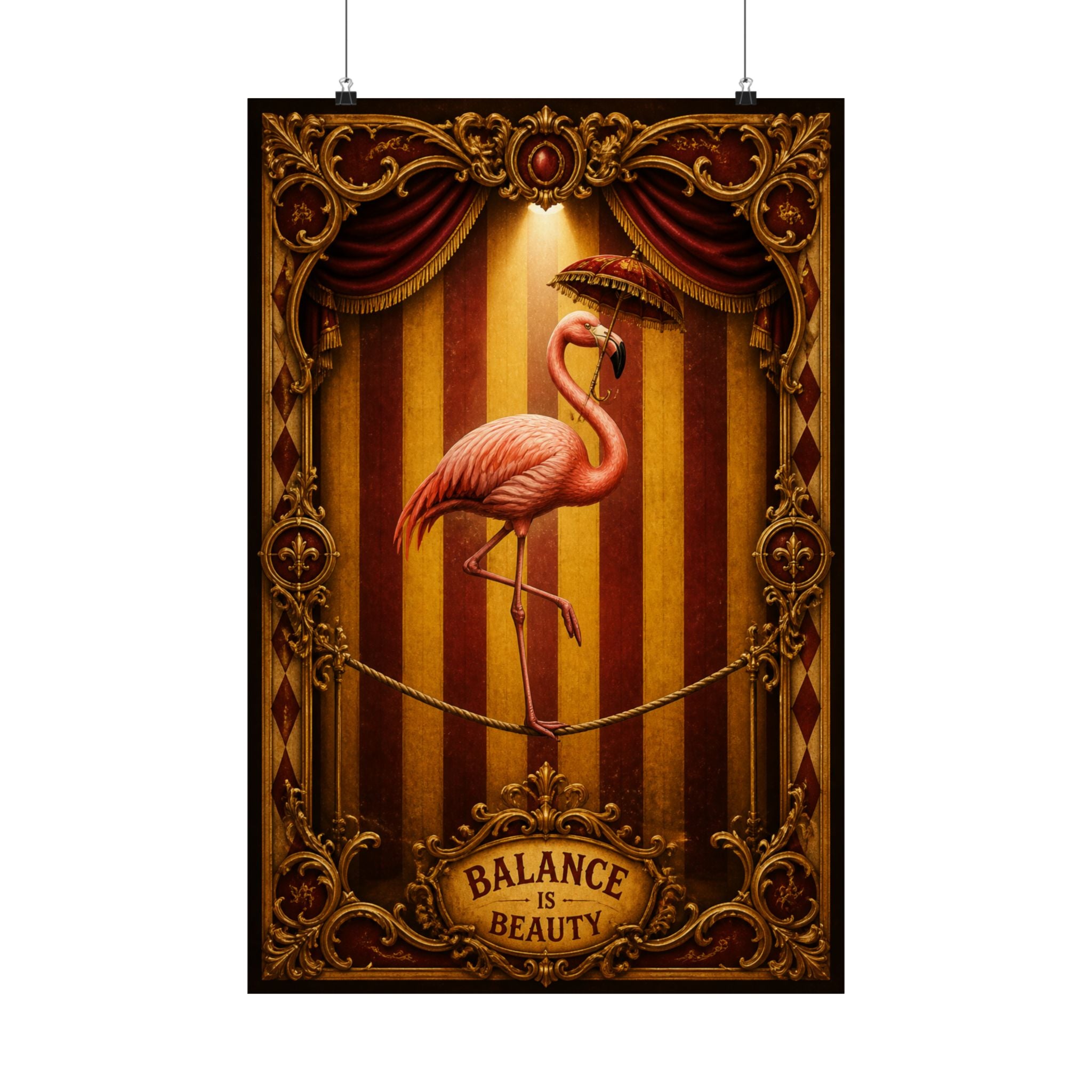 Flamingo Tightrope Wall Art Poster 24×36 Baroque Studio Decor Maximalist Print