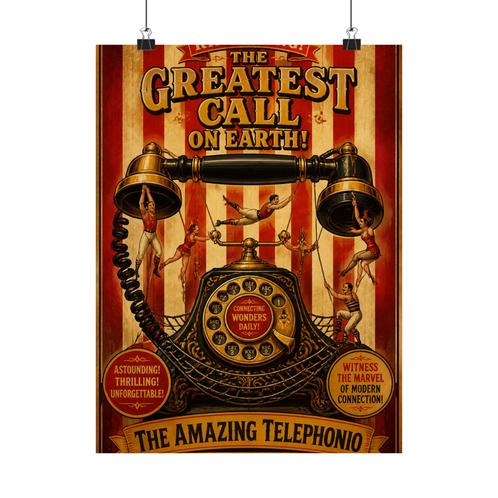 Vintage Telephone Booth Wall Art Poster 18×24 Vintage Circus Kitchen Decor Maximalist Print
