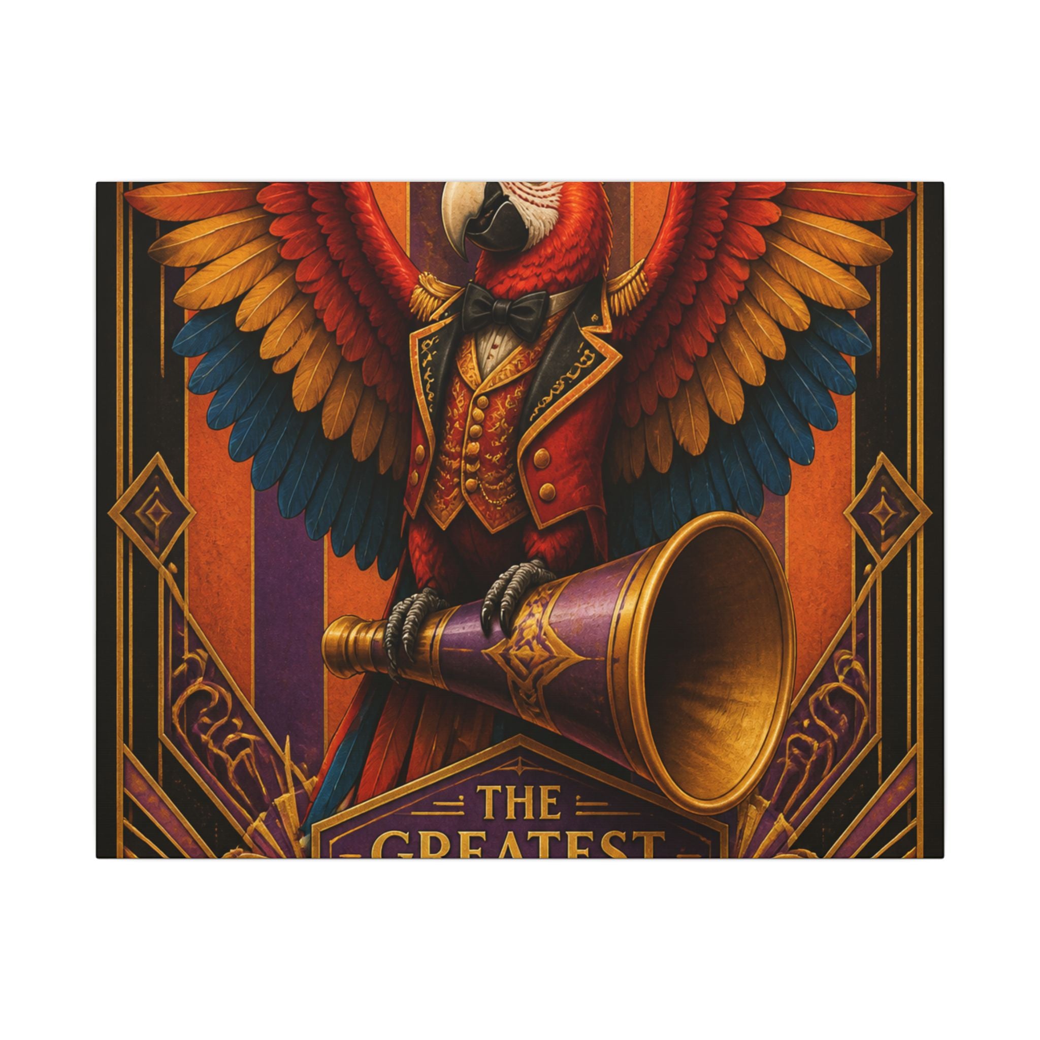 Parrot Ringmaster Wall Art Canvas 24×36 Art Deco Bar Area Decor Maximalist Print