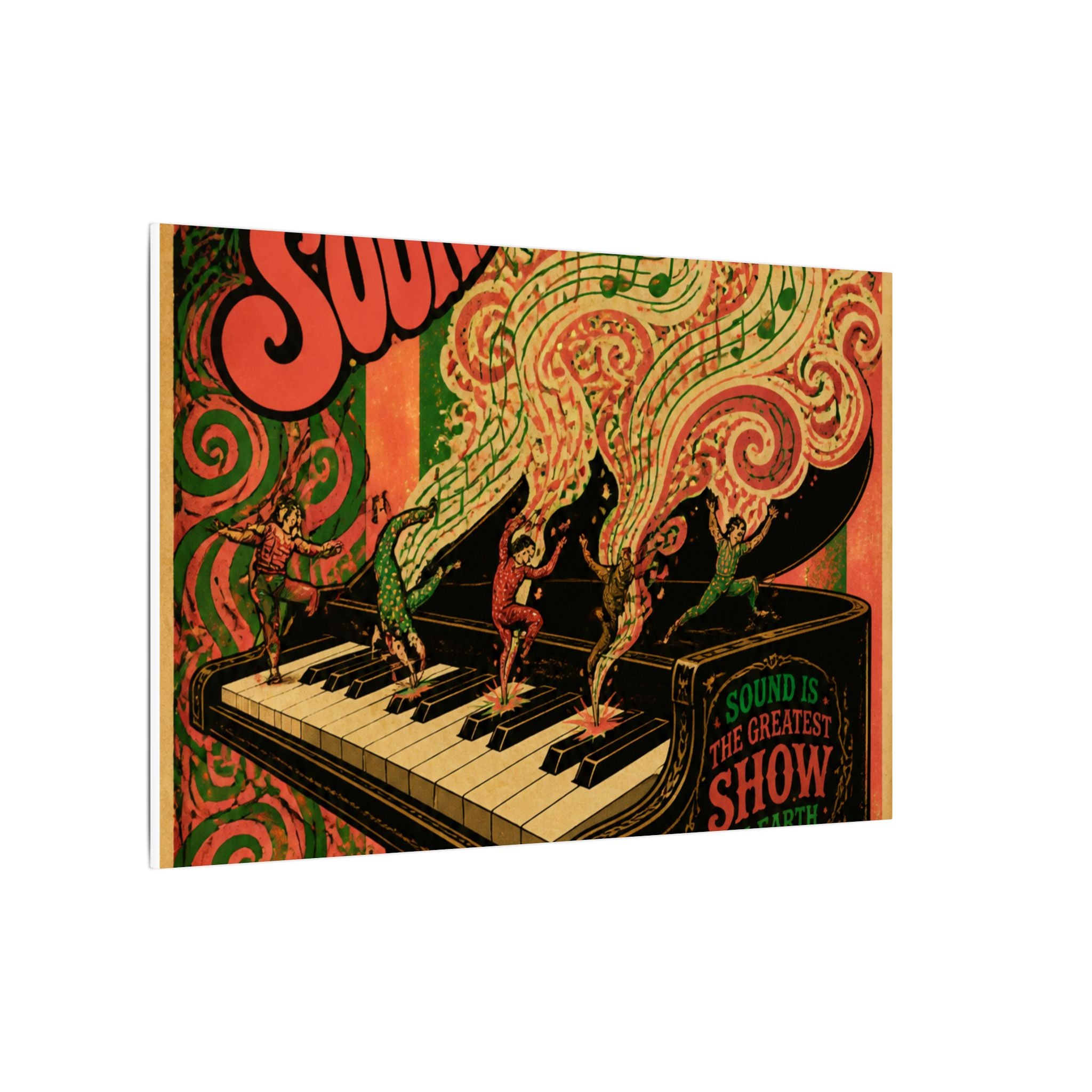 Grand Piano Acrobats Wall Art Canvas 16×20 Psychedelic Cafe Decor Maximalist Print