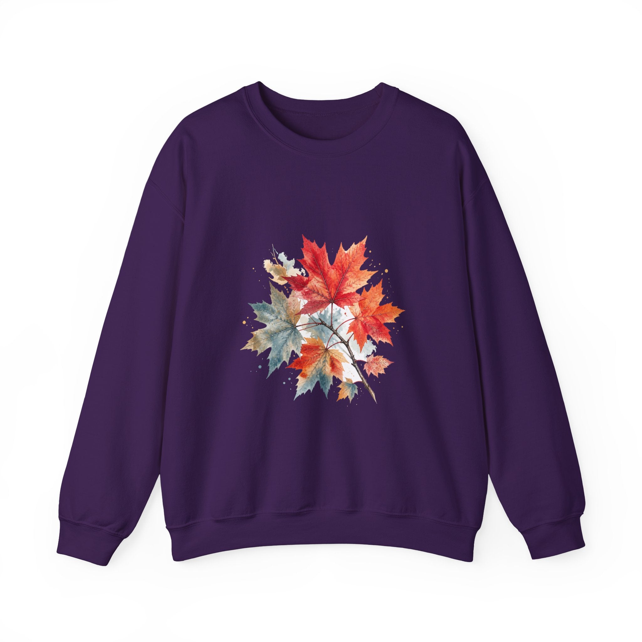 Matching Couple Sweatshirt - Cherry Blossom & Maple Leaf Matching Couple Crewneck Sweatshirt Watercolor Art His Hers Engagement Gift - Design B