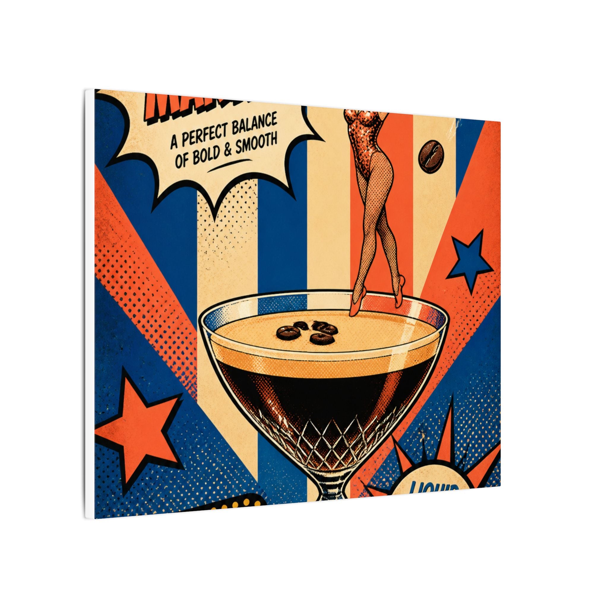 Espresso Martini Acrobat Wall Art Canvas 24×36 Pop Art Restaurant Decor Maximalist Print