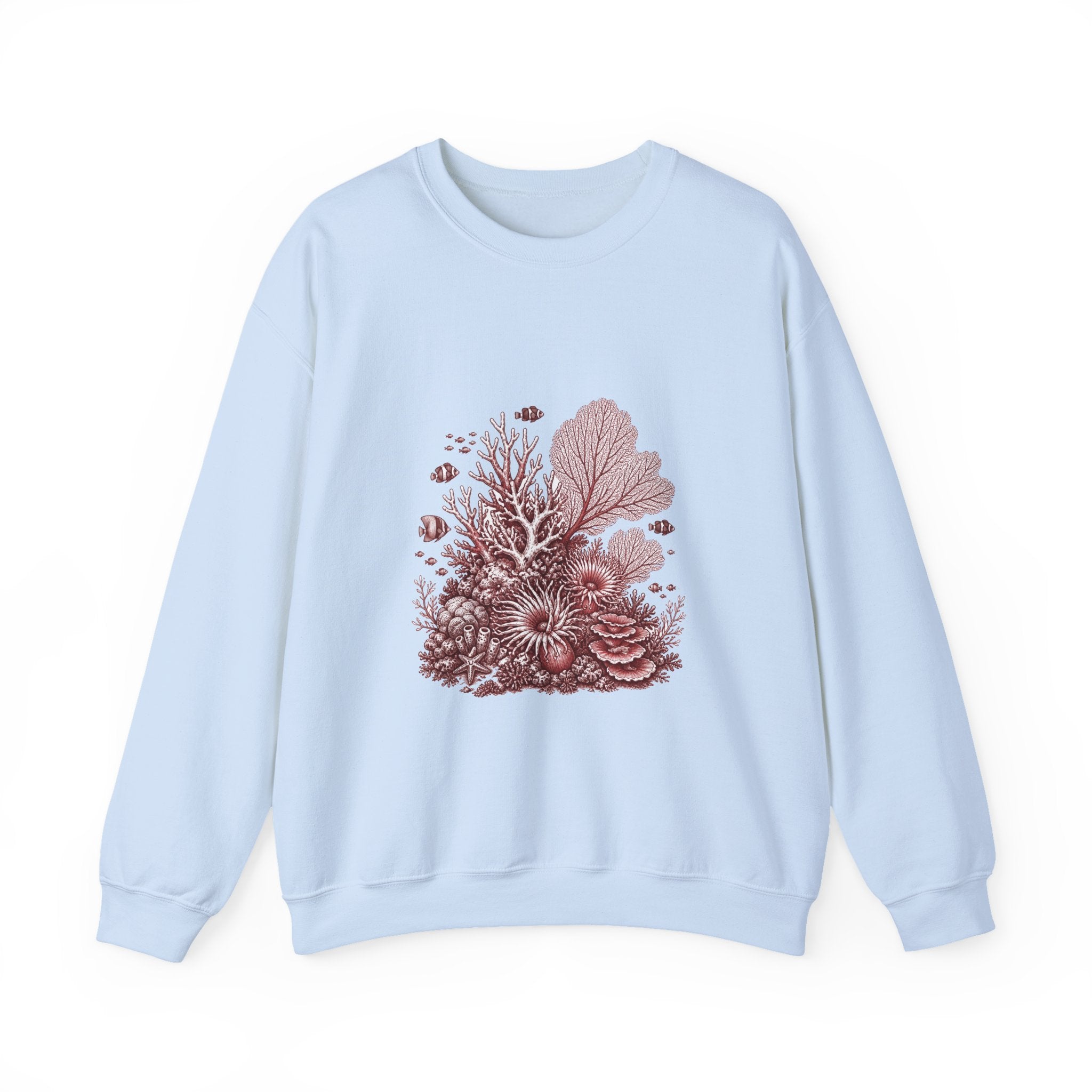 Matching Couple Sweatshirt - Coral Reef & Deep Sea Matching Couple Premium Fleece Sweatshirt Hand-Drawn Art His Hers Anniversary Gift - Design A