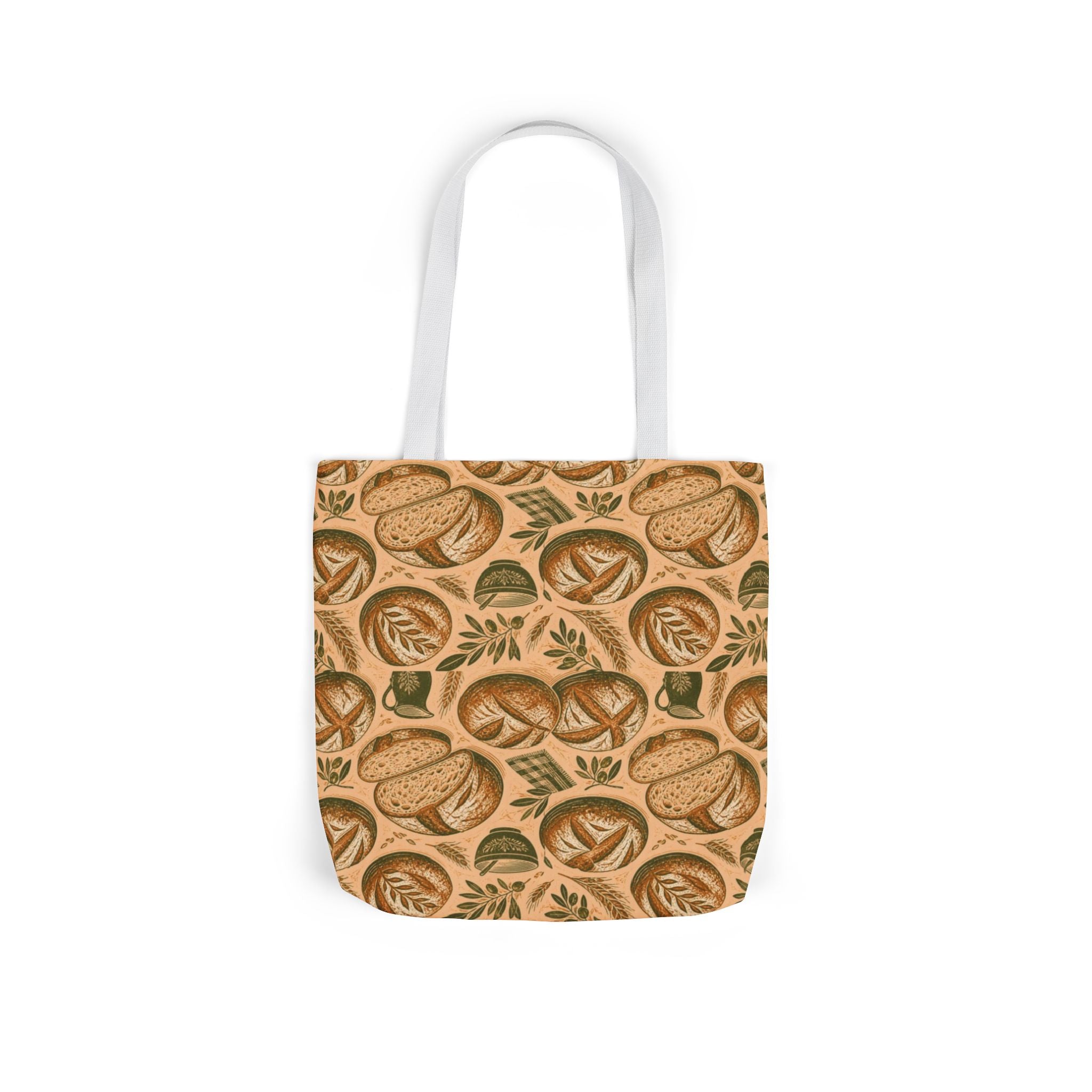Rustic Sourdough Bread Canvas Tote Bag Mediterranean Kitchen Linocut Design Italian Cottagecore Gift