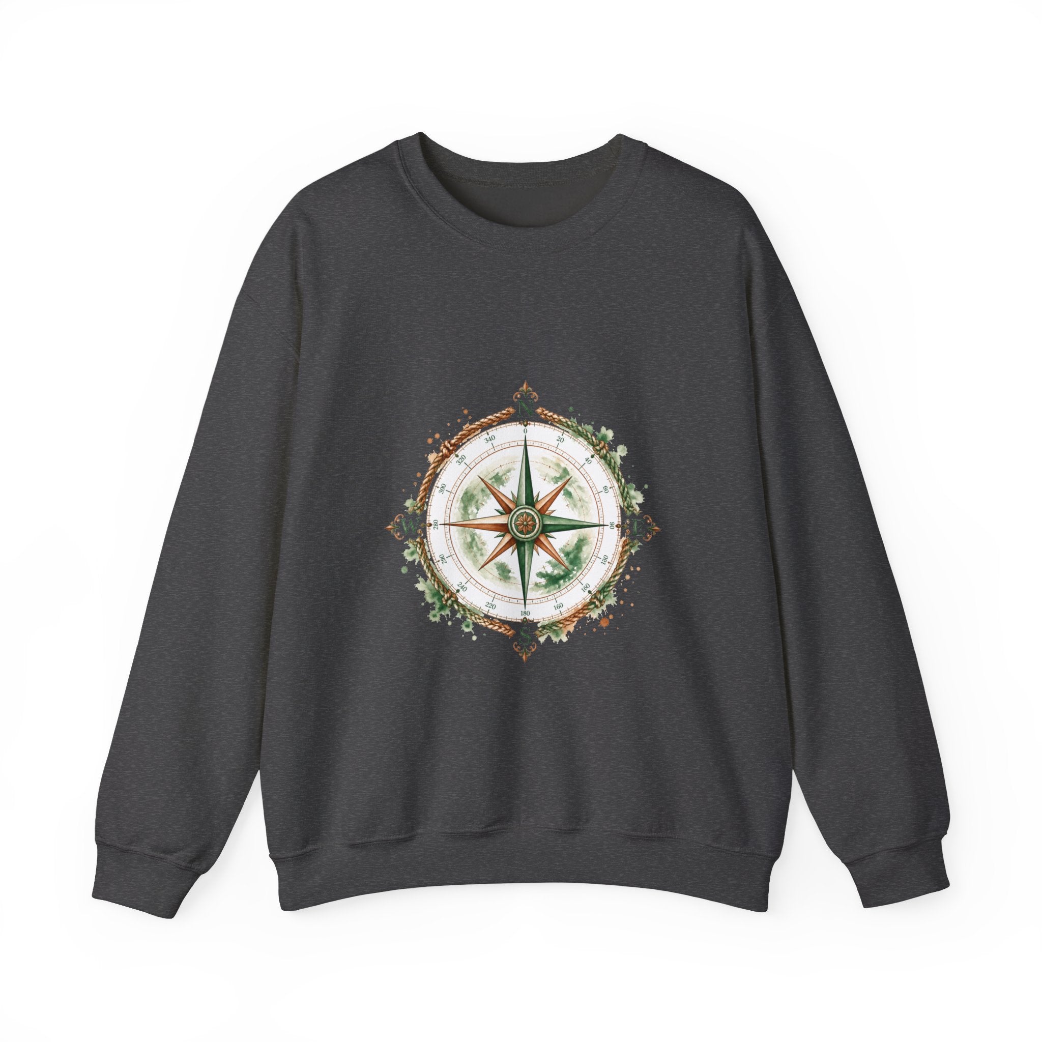 Matching Couple Sweatshirt - Compass North & South Matching Couple Comfort Colors Crew Watercolor Art His Hers Birthday Gift - Design A