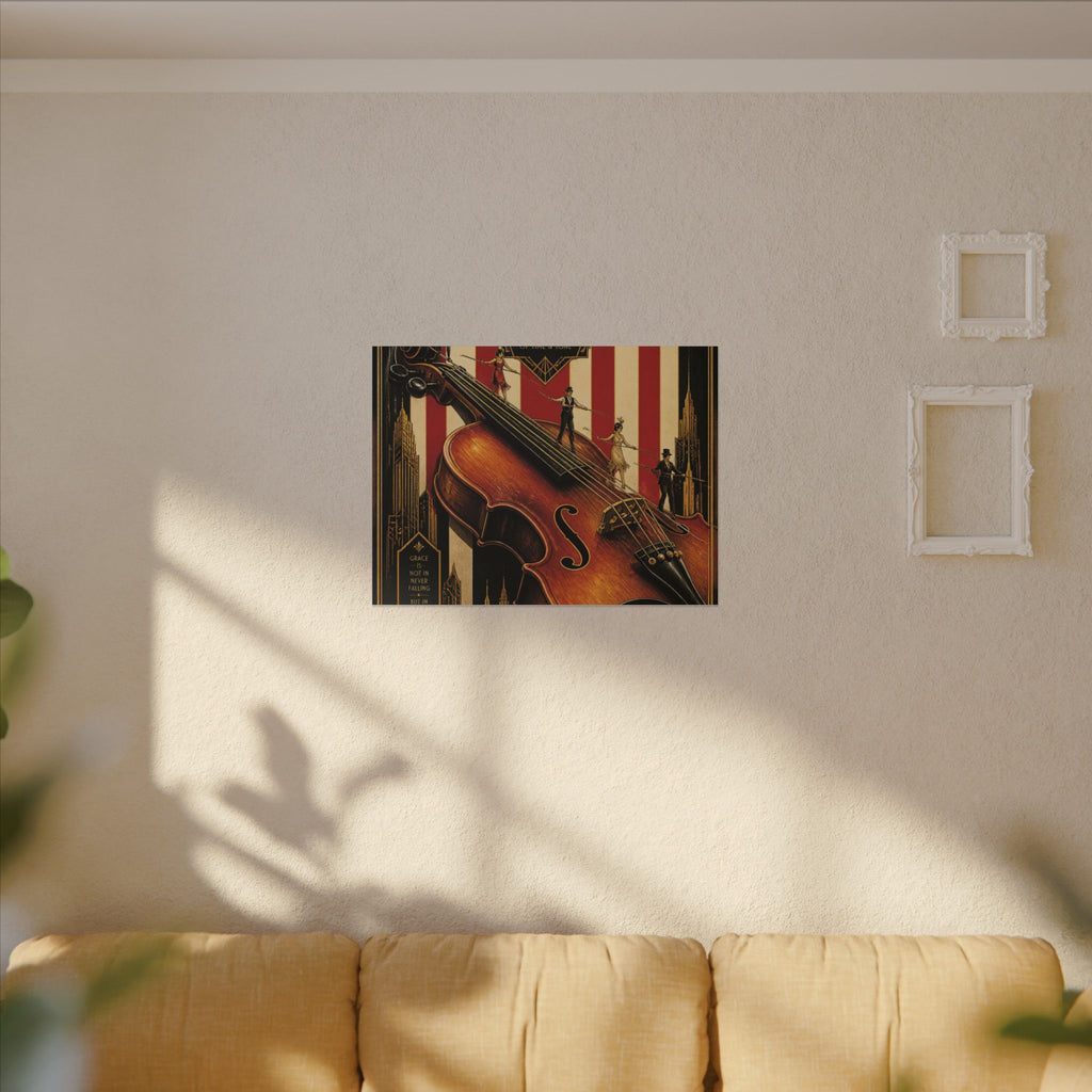 Violin Tightrope Bridge Wall Art Canvas 16×20 Art Deco Entryway Decor Maximalist Print