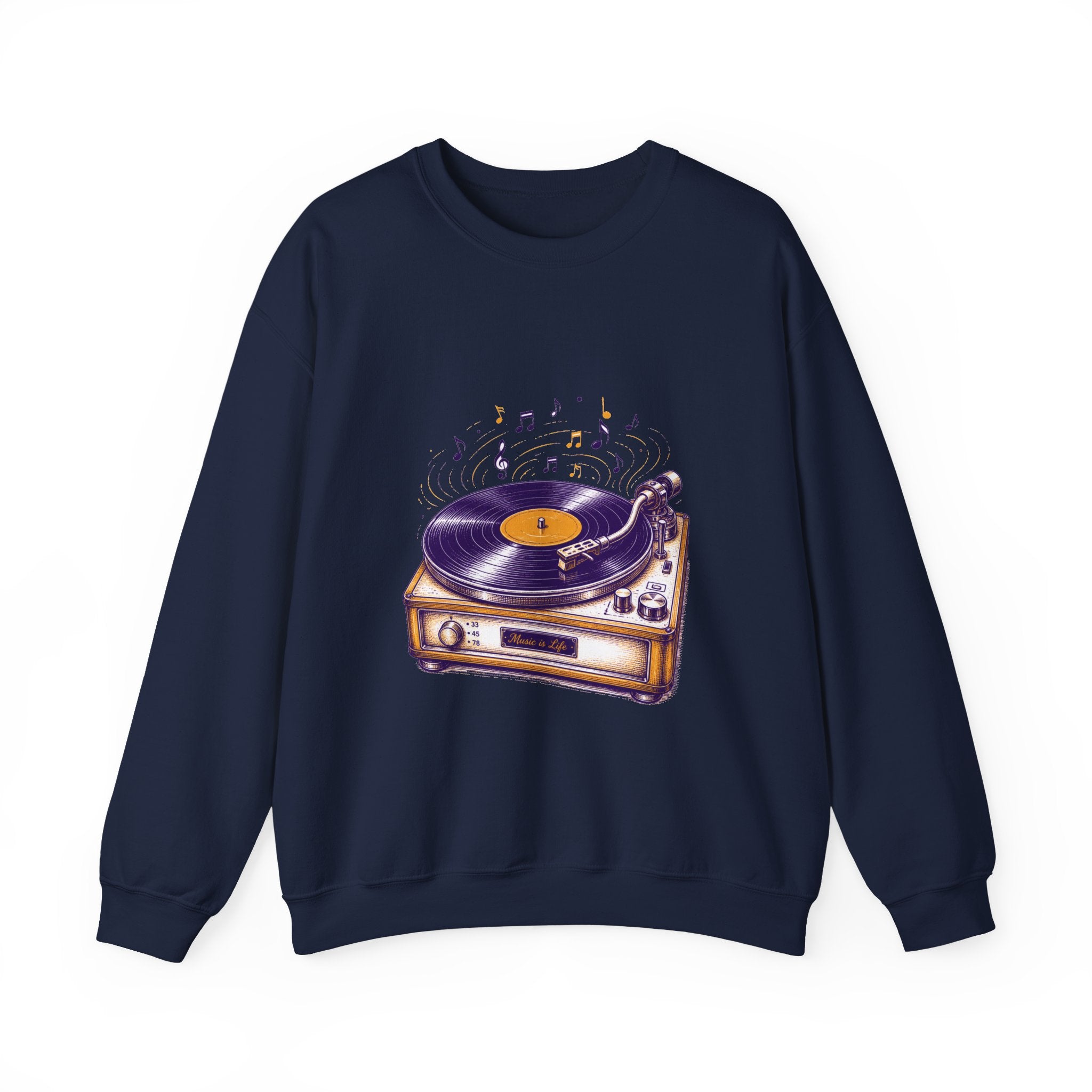 Matching Couple Sweatshirt - Vinyl & Cassette Matching Couple Premium Fleece Sweatshirt Hand-Drawn Art His Hers Anniversary Gift - Design A