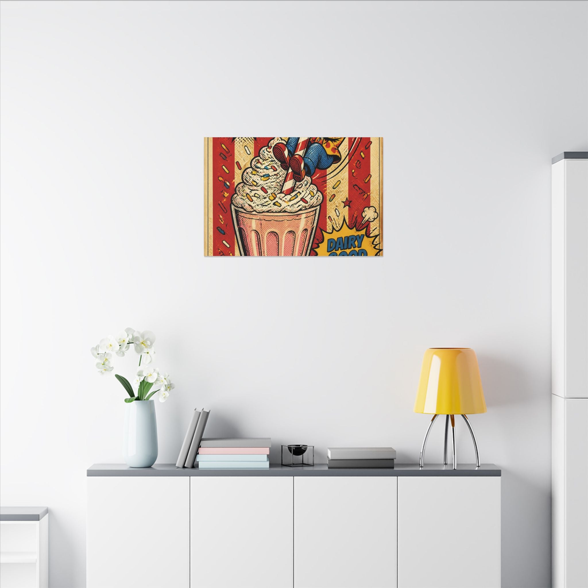 Milkshake Slide Clown Wall Art Canvas 24×36 Pop Art Restaurant Decor Maximalist Print
