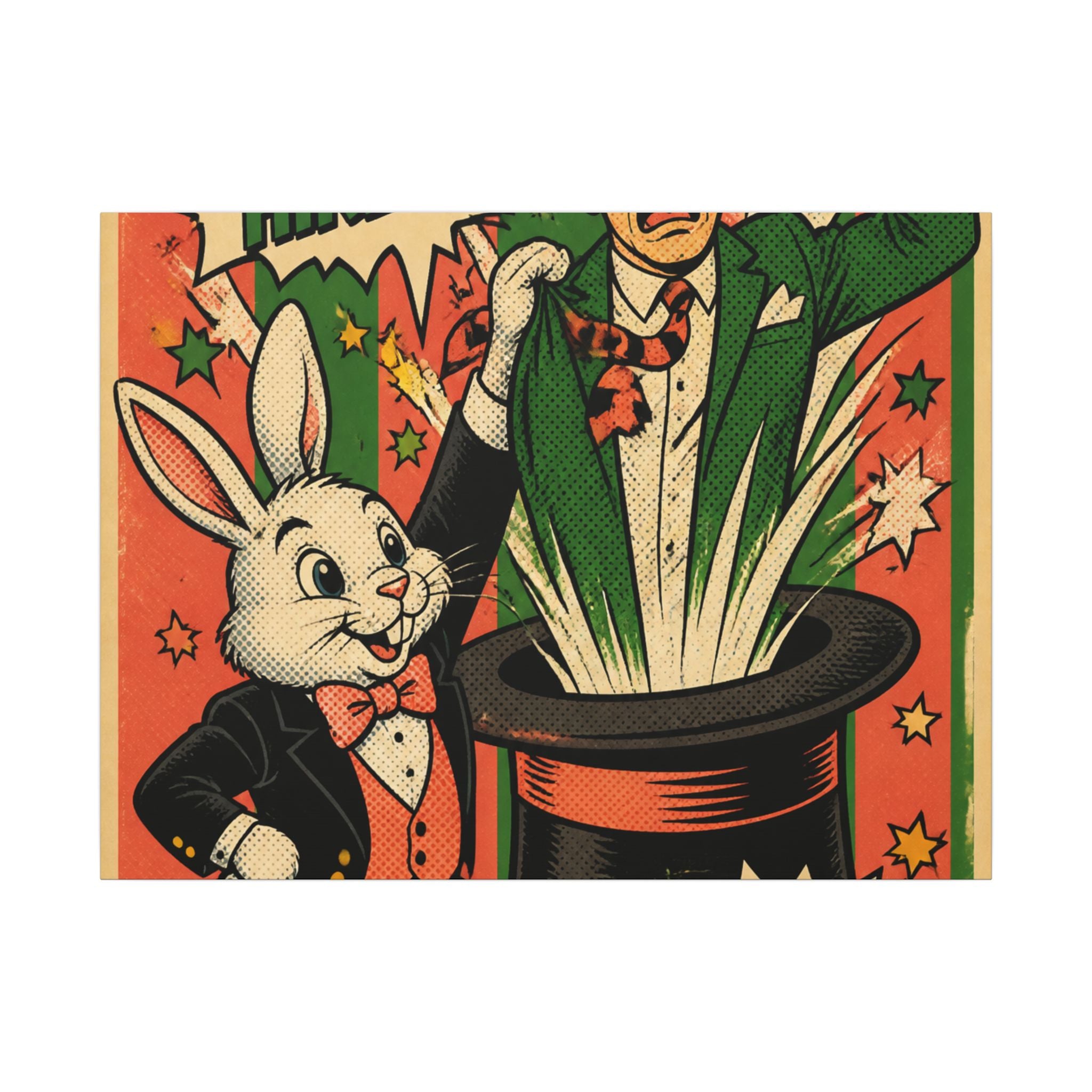 Magic Hat Rabbit Wall Art Canvas 16×20 Pop Art Living Room Decor Maximalist Print