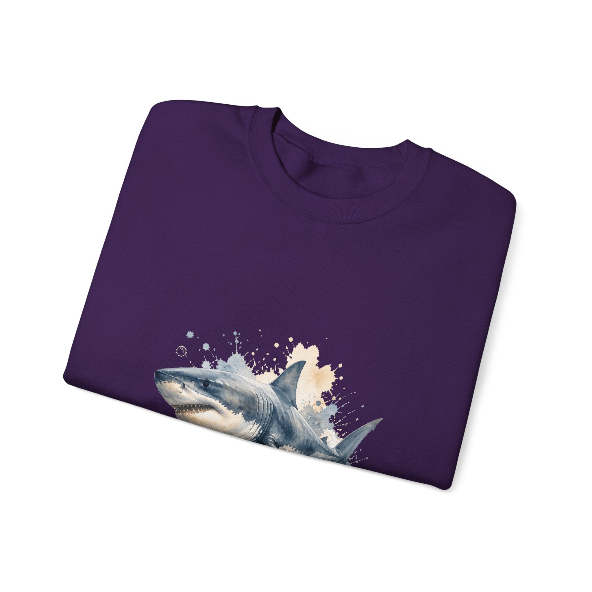 Matching Couple Sweatshirt - Shark & Dolphin Matching Couple Comfort Colors Crew Watercolor Art His Hers Birthday Gift - Design A