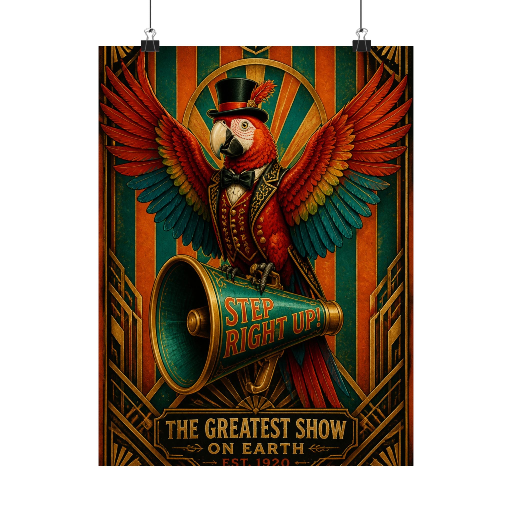Parrot Ringmaster Wall Art Poster 18×24 Art Deco Entryway Decor Maximalist Print