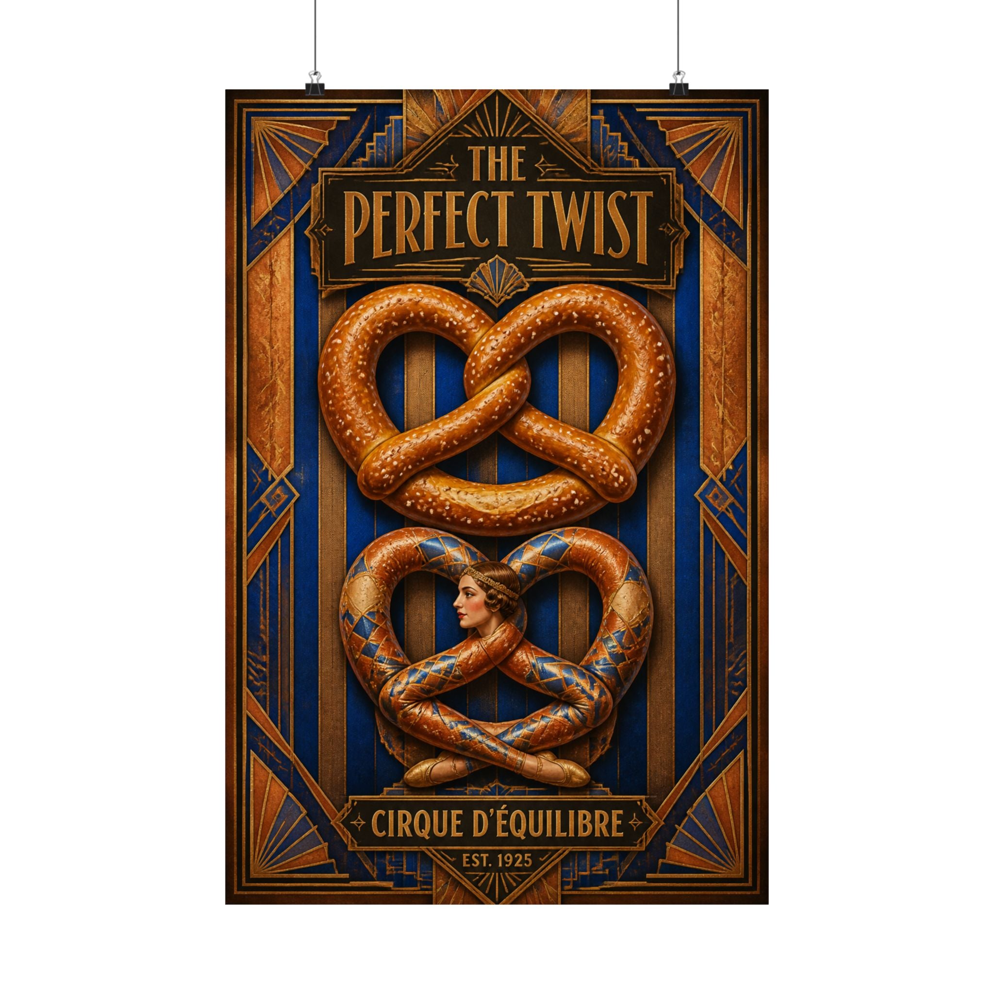 Pretzel Contortionist Wall Art Poster 18×24 Art Deco Entryway Decor Maximalist Print