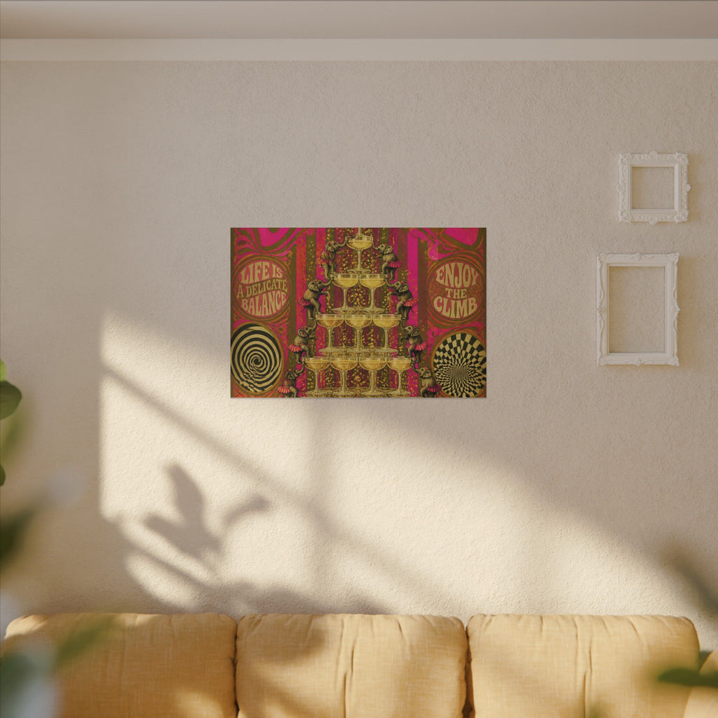 Champagne Tower Elephants Wall Art Canvas 16×20 Psychedelic Cafe Decor Maximalist Print